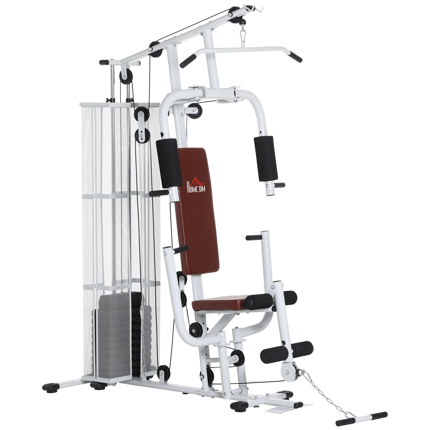 HOMCOM Multi-Function Home Gym Weight Training Station Machine White - A91-134