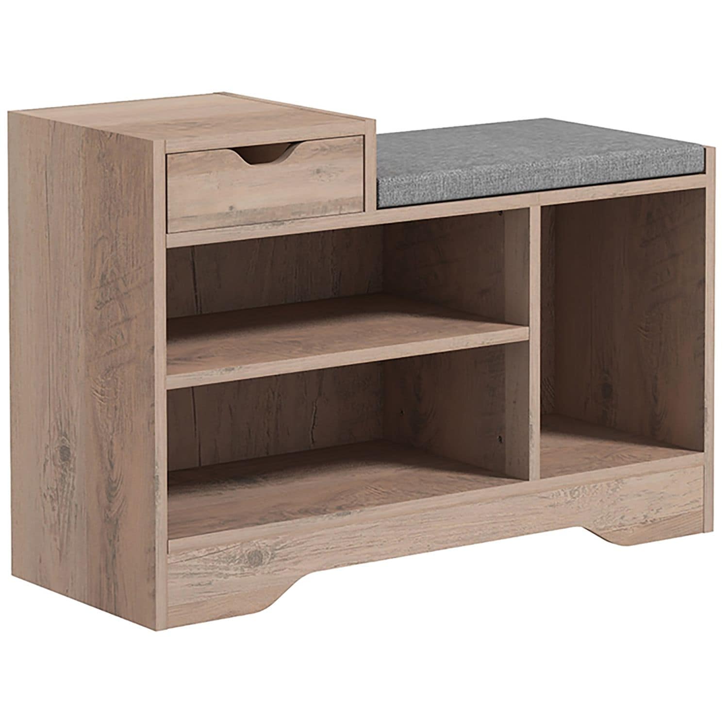 HOMCOM Upholstered Entryway Shoe Bench with Storage Drawer Distressed Grey - 837