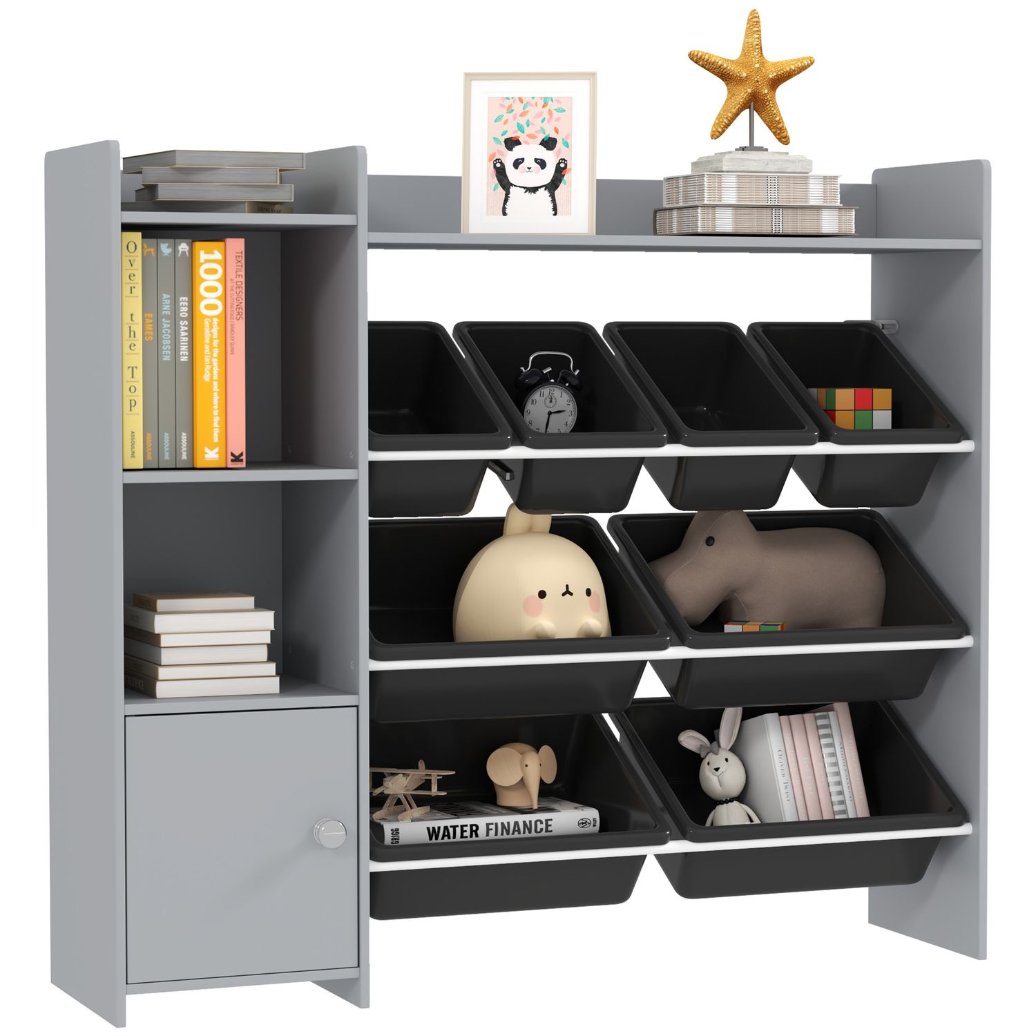 AIYAPLAY Toy Storage Unit with 8 Removable Bins Storage Shelves Cabinet - 311-09