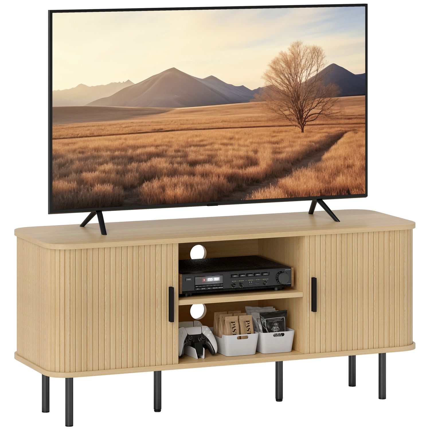 HOMCOM TV Unit for Living Room TV Stand Oak Tone - 83B-039V80AK