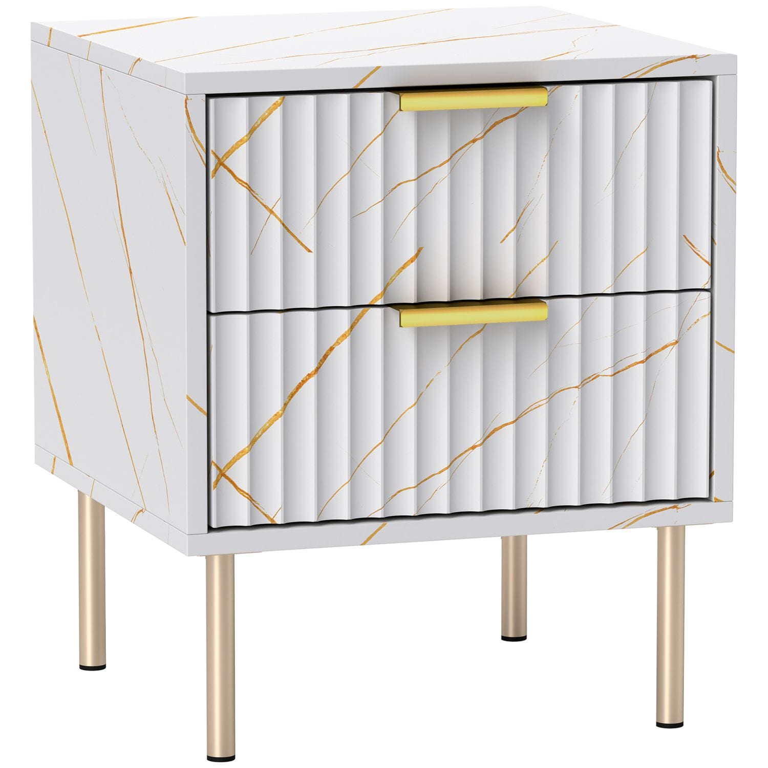 HOMCOM Bedside Table Bedside Cabinet with 2 Drawers for Bedroom White - 831-852V