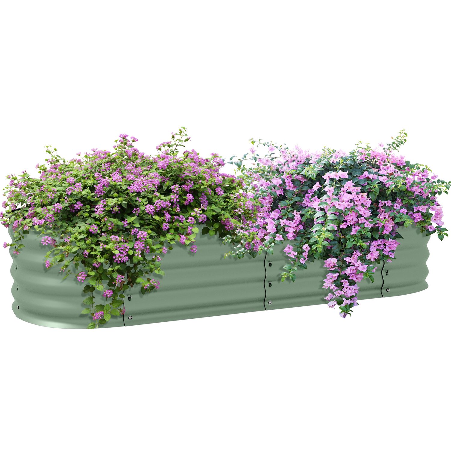 Outsunny Galvanised Raised Garden Bed Planter Box with Safety Edging Green - 845