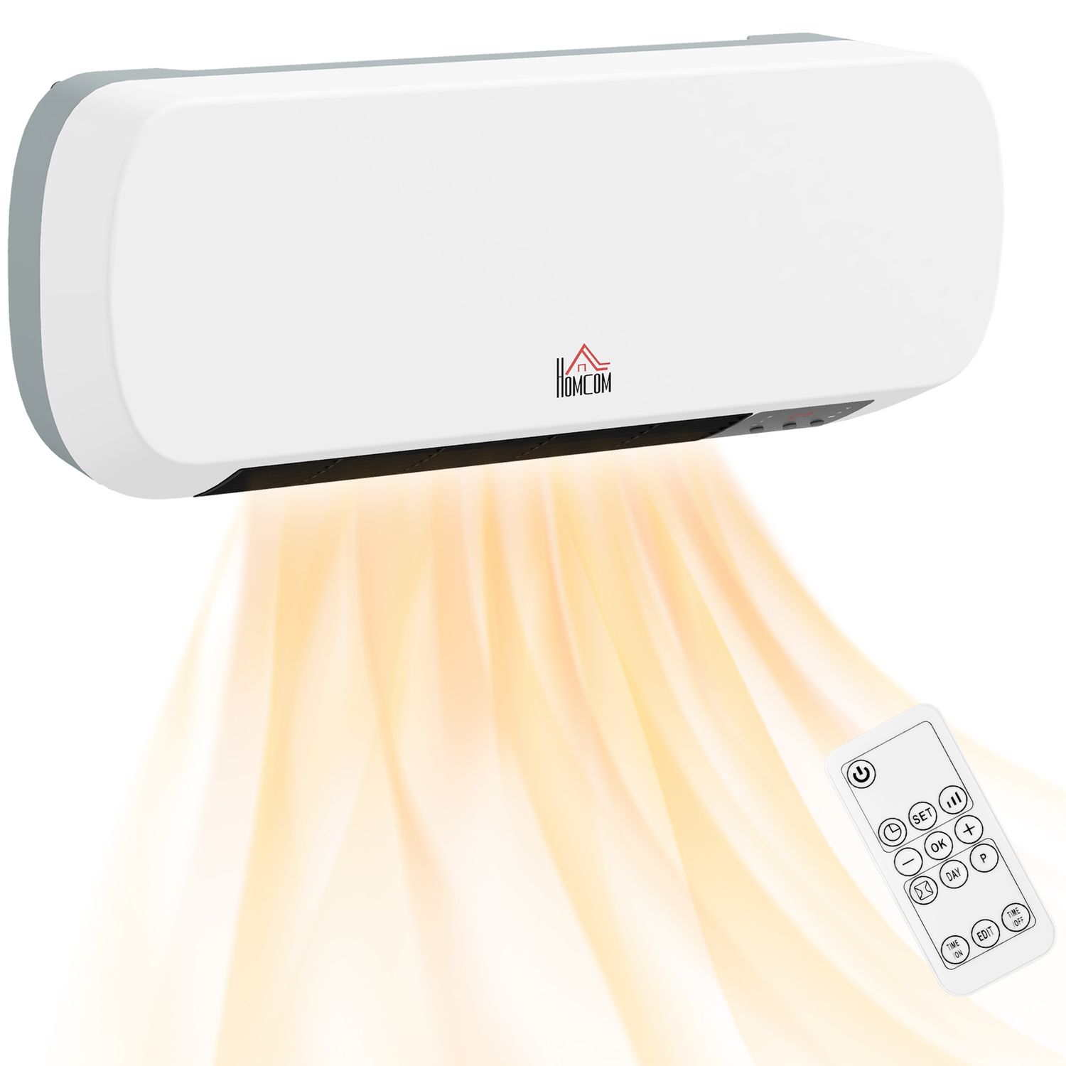 HOMCOM Wall Mounted Electric Heater with Timer Overheat Protection White - 820-2