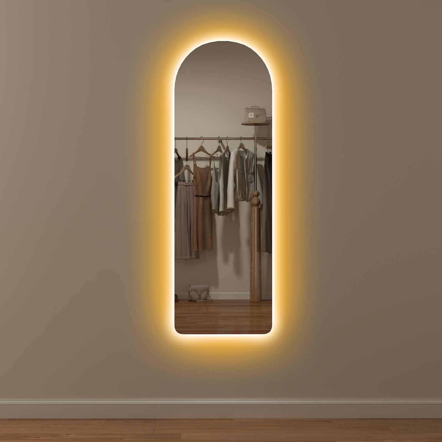 HOMCOM Full Length Wall Mirror with Lights Dimming and 3 Colour Adjustable - 831