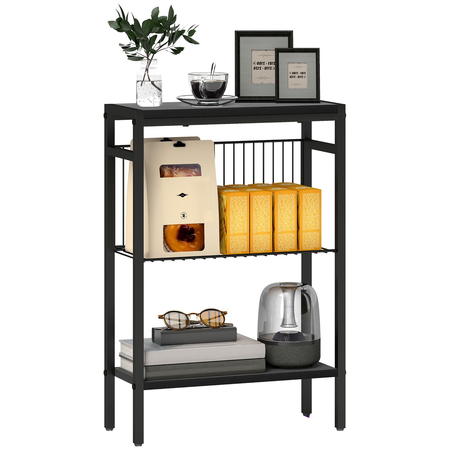 HOMCOM Side Table with Storage Small Table for Living Room Bedroom Black - 83B-0