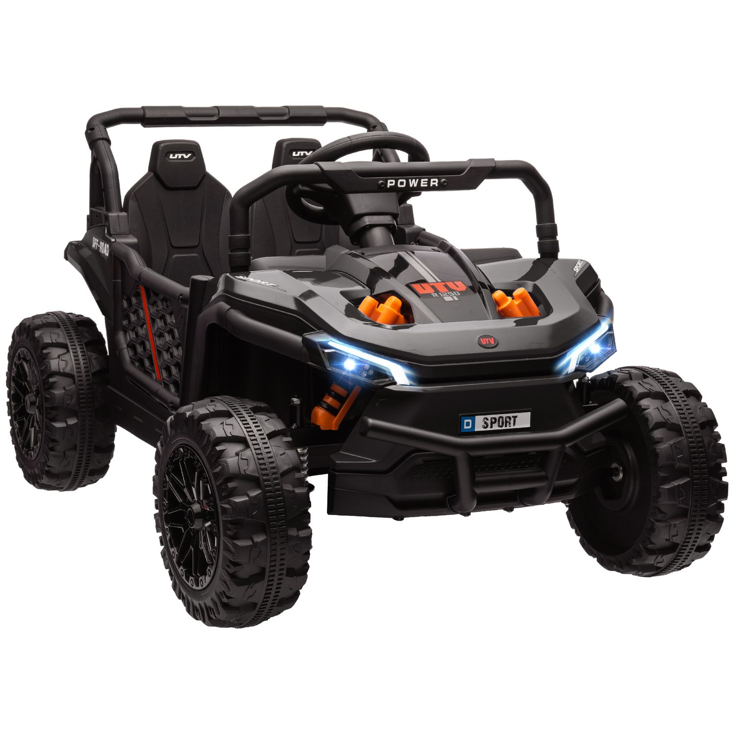 AIYAPLAY Kids Ride on Car 12V Electric Truck with Horn Lights USB Black - 370-34