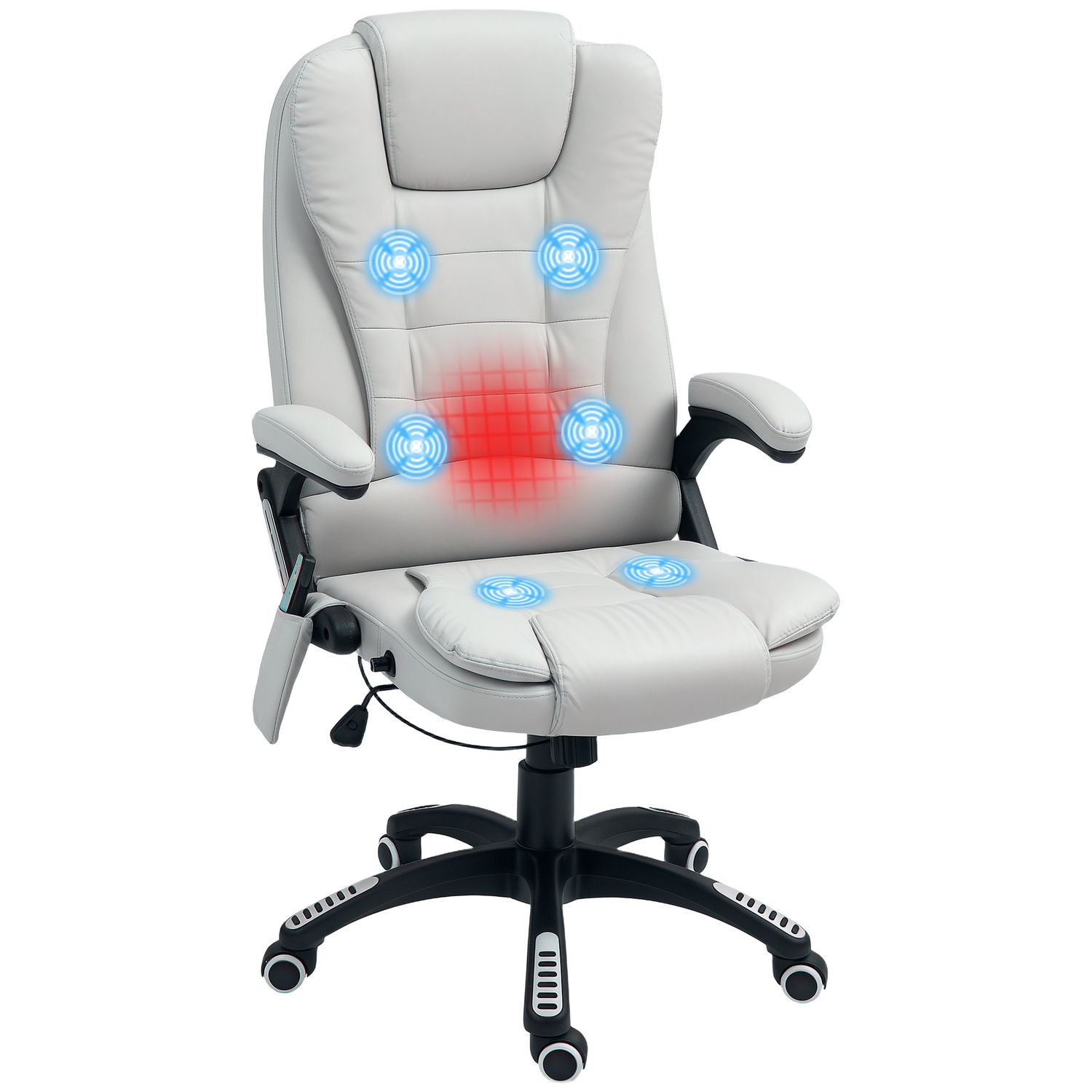 HOMCOM Heated Vibrating Massage Chair with Reclining Function Light Grey - 921-2