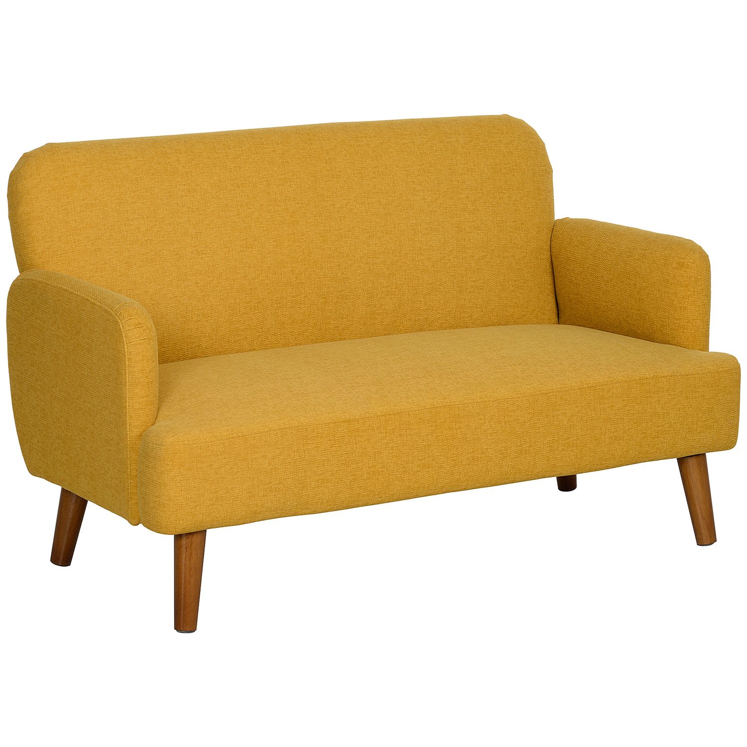 HOMCOM 2 Seater Sofa with 21cm Thick Padding and Wood Legs Yellow - 83B-056V70YL
