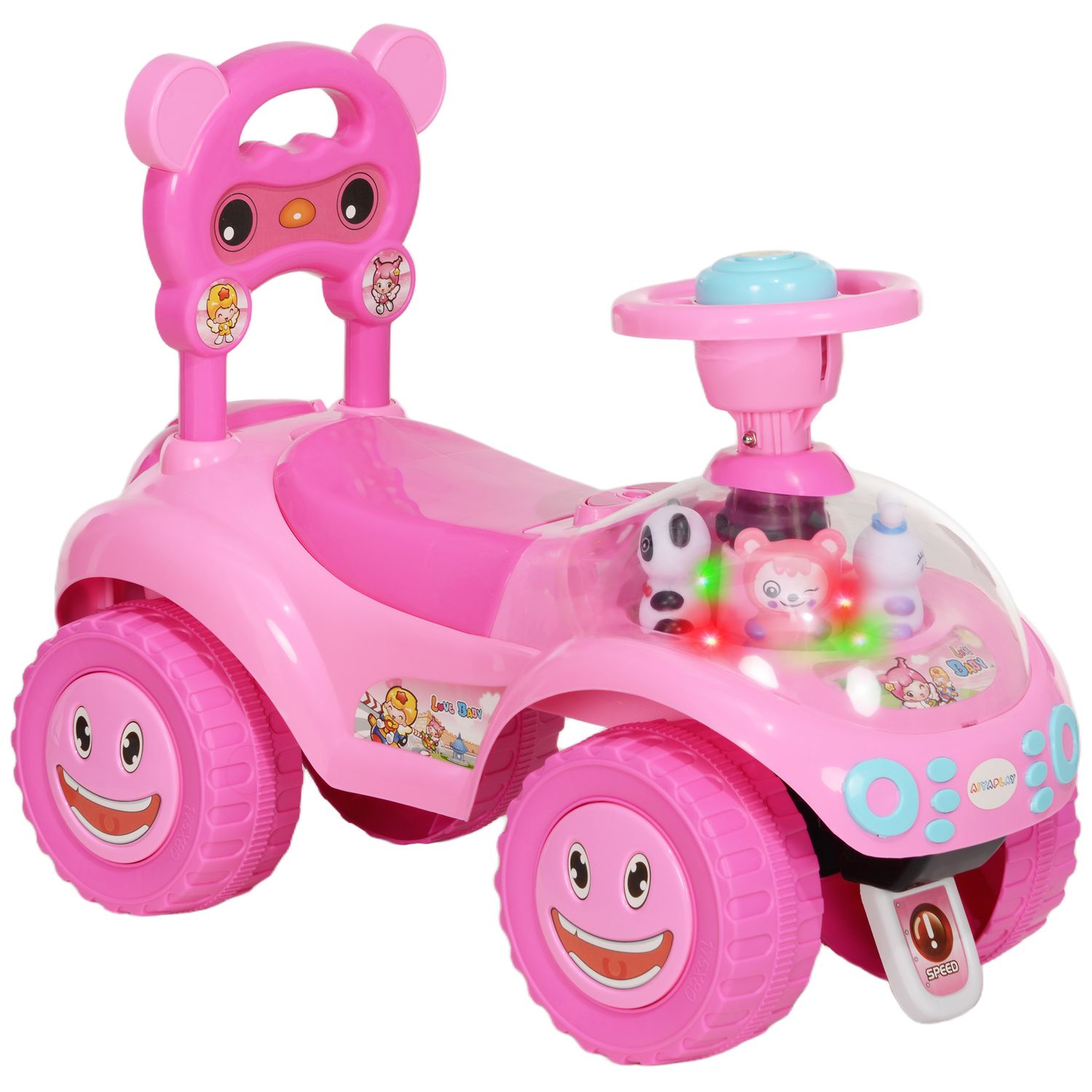 AIYAPLAY Ride on Toy Foot to Floor Design with Music Light Horn Pink - 370-360V0