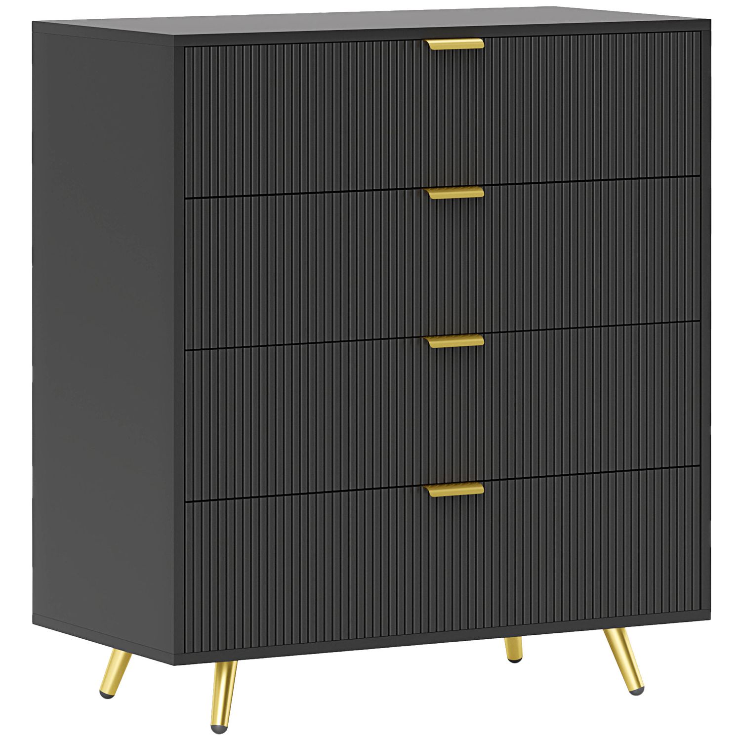 HOMCOM Chest of Drawers with 4 Drawers for Bedroom Living Room Black - 831-899V0