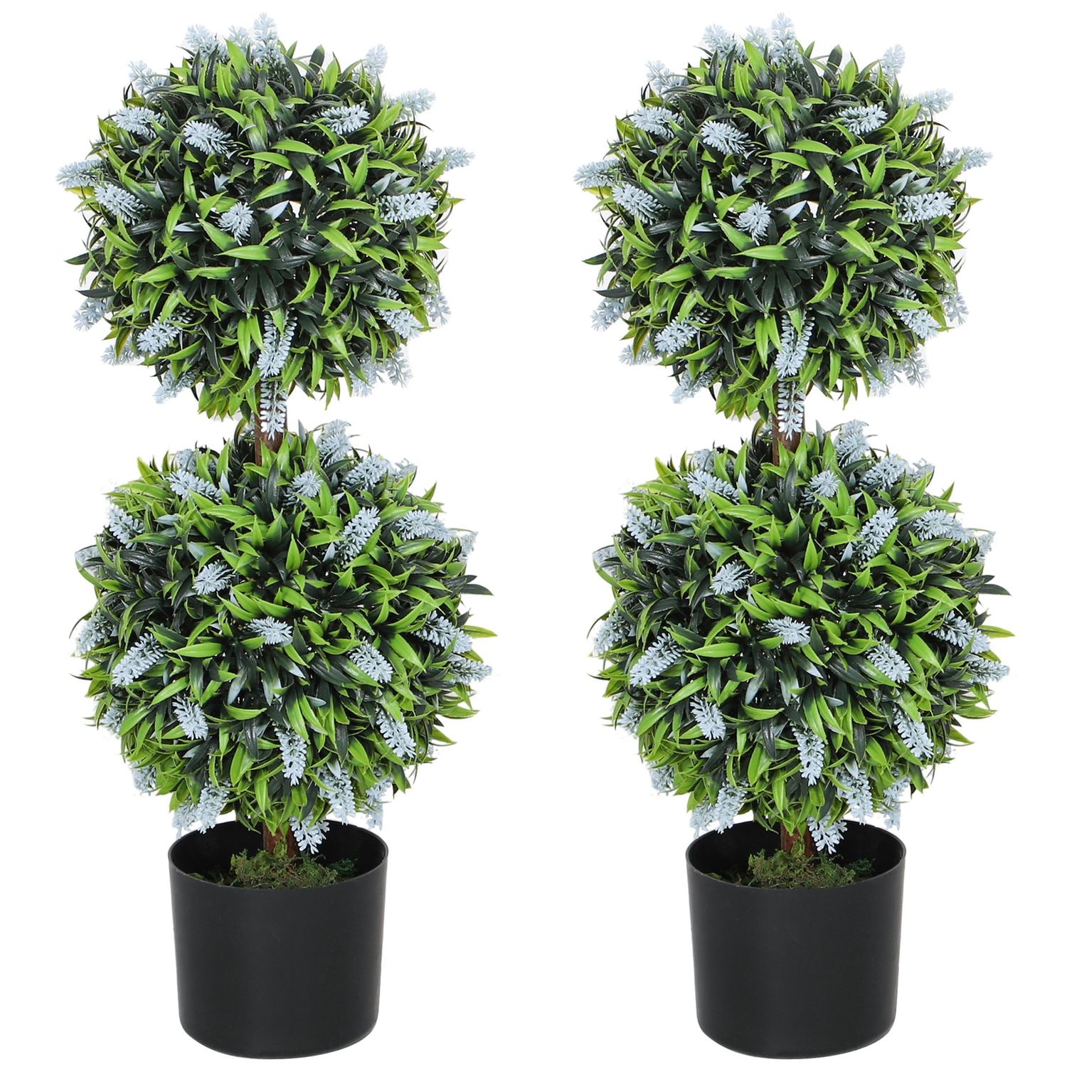 HOMCOM Set of 2 Potted Artificial Plants with Lavender Flowers Blue - 830-797V00