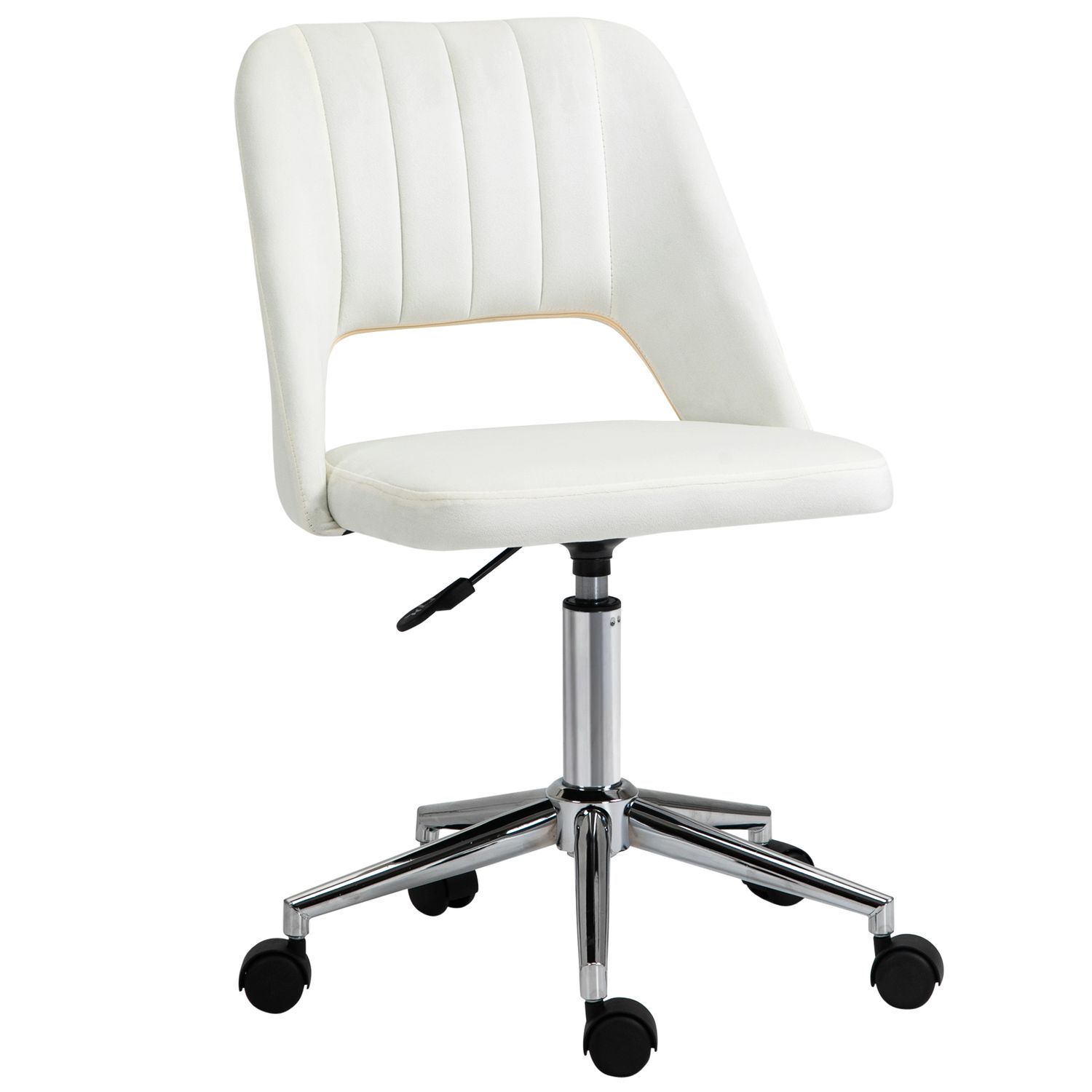 Vinsetto Mid-Back Swivel Home Office Chair Scallop Computer Chair Cream White -