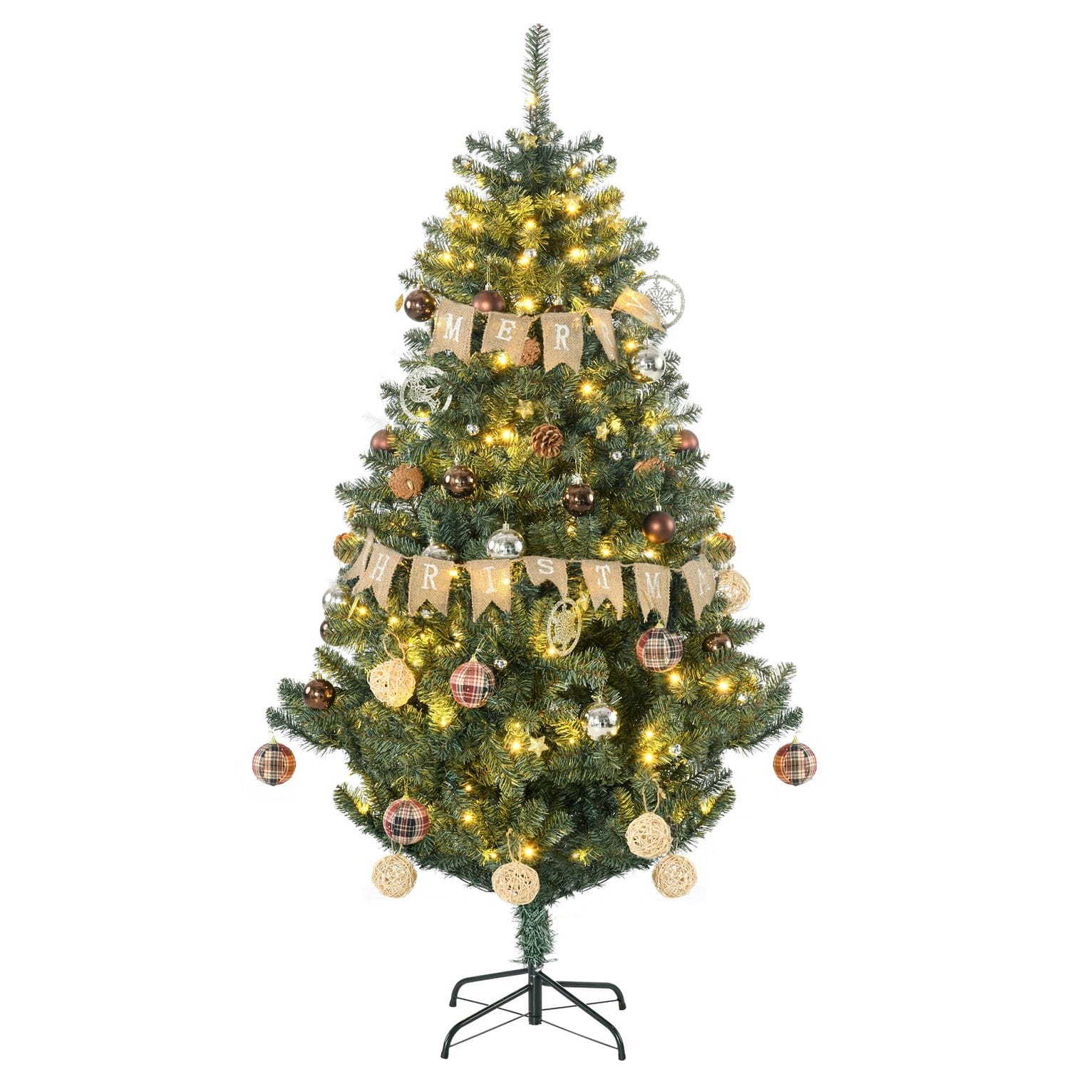 HOMCOM 6ft Artificial Christmas Tree with LED Lights Decoration Auto Open - 830-