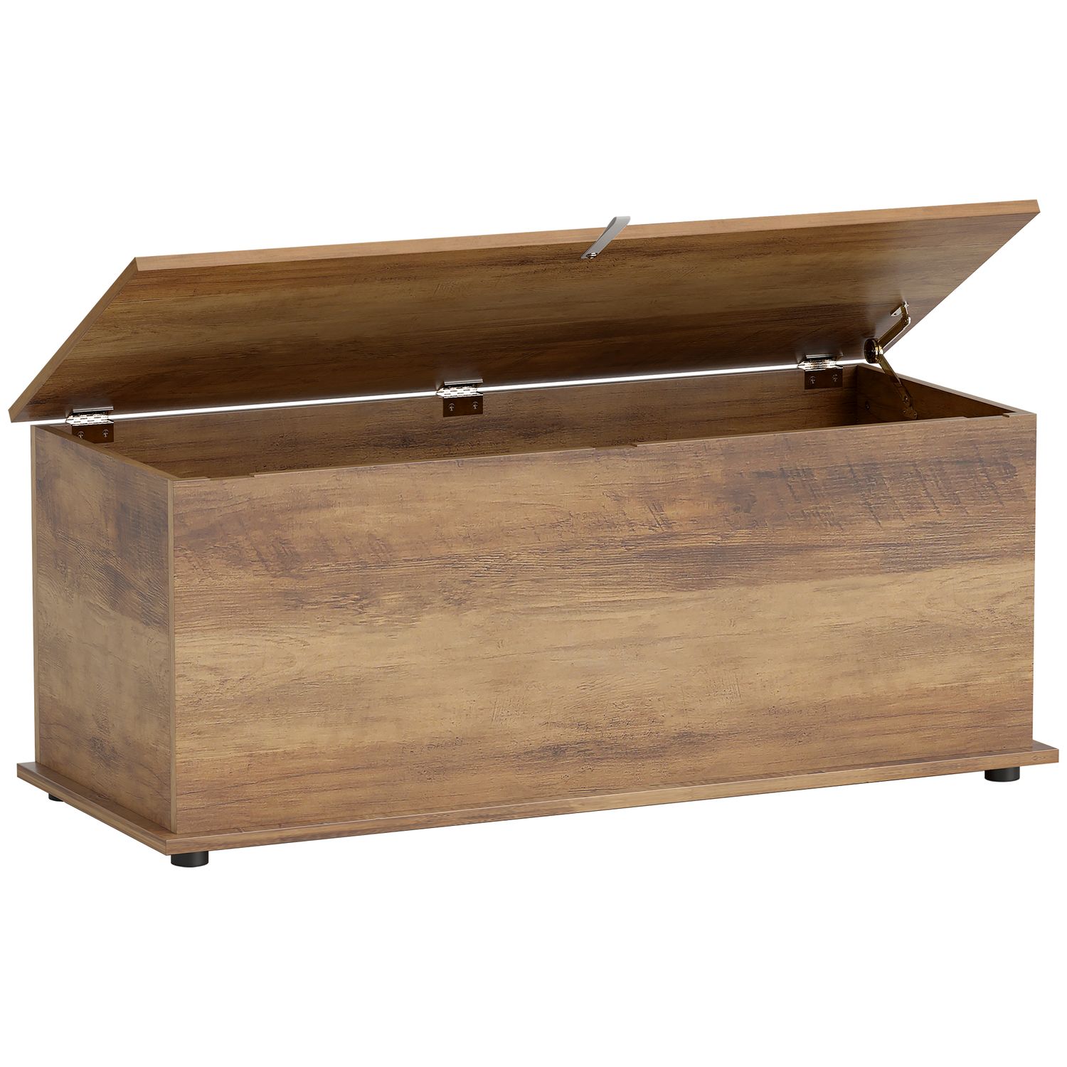 HOMCOM Storage Chest with Lid 113L Storage Box Brown Wood Grain - 833-321V80GY