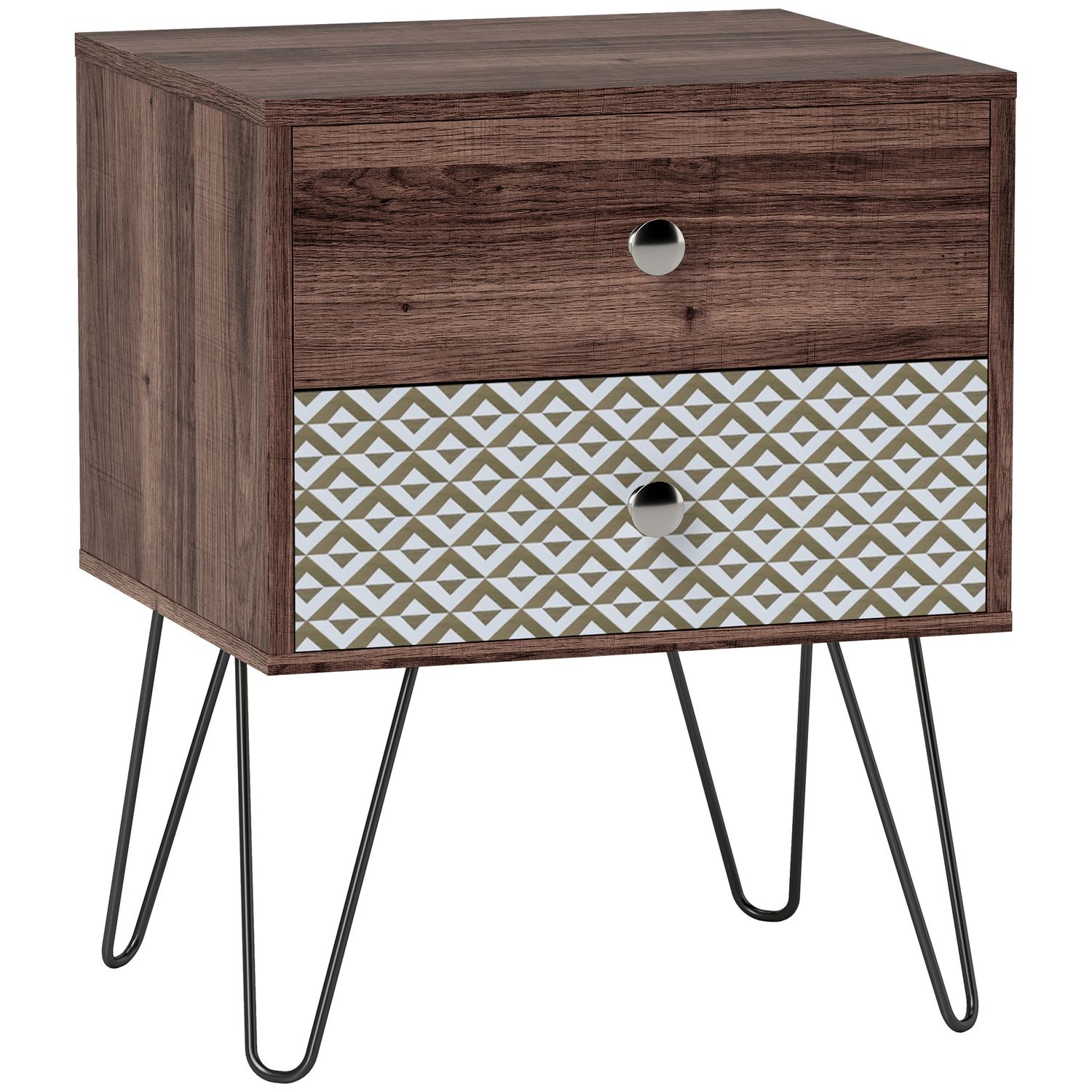 HOMCOM 2-Drawer Nightstand Sofa Bedside Table for Living Room Bedroom - 831-927V