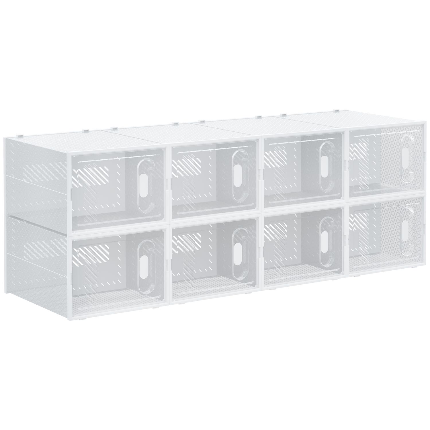 HOMCOM 8 Piece Stackable Clear Plastic Shoe Storage Box for Uk/eu Size 12/46 - 8
