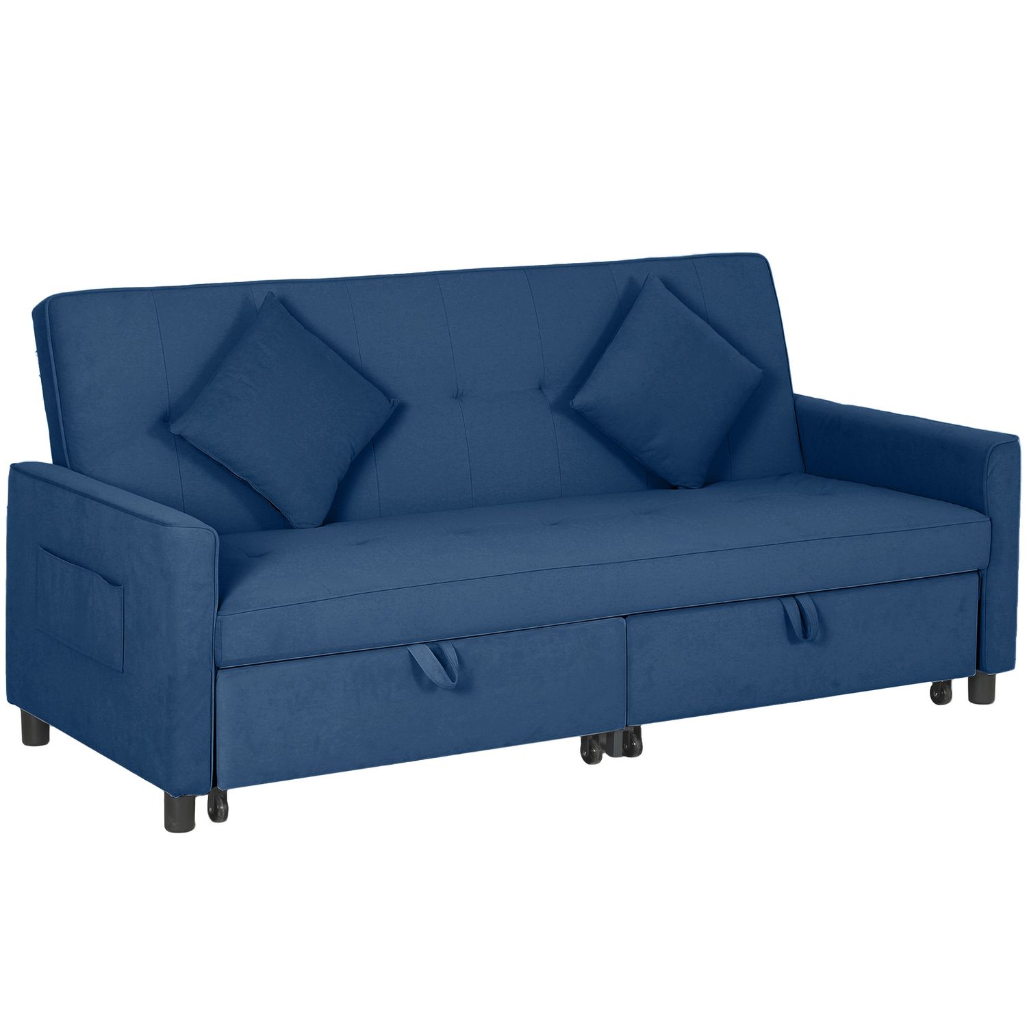 HOMCOM Reversible L-Shaped Sectional Sofa Bed with Cushions Blue - 83B-156V70BU
