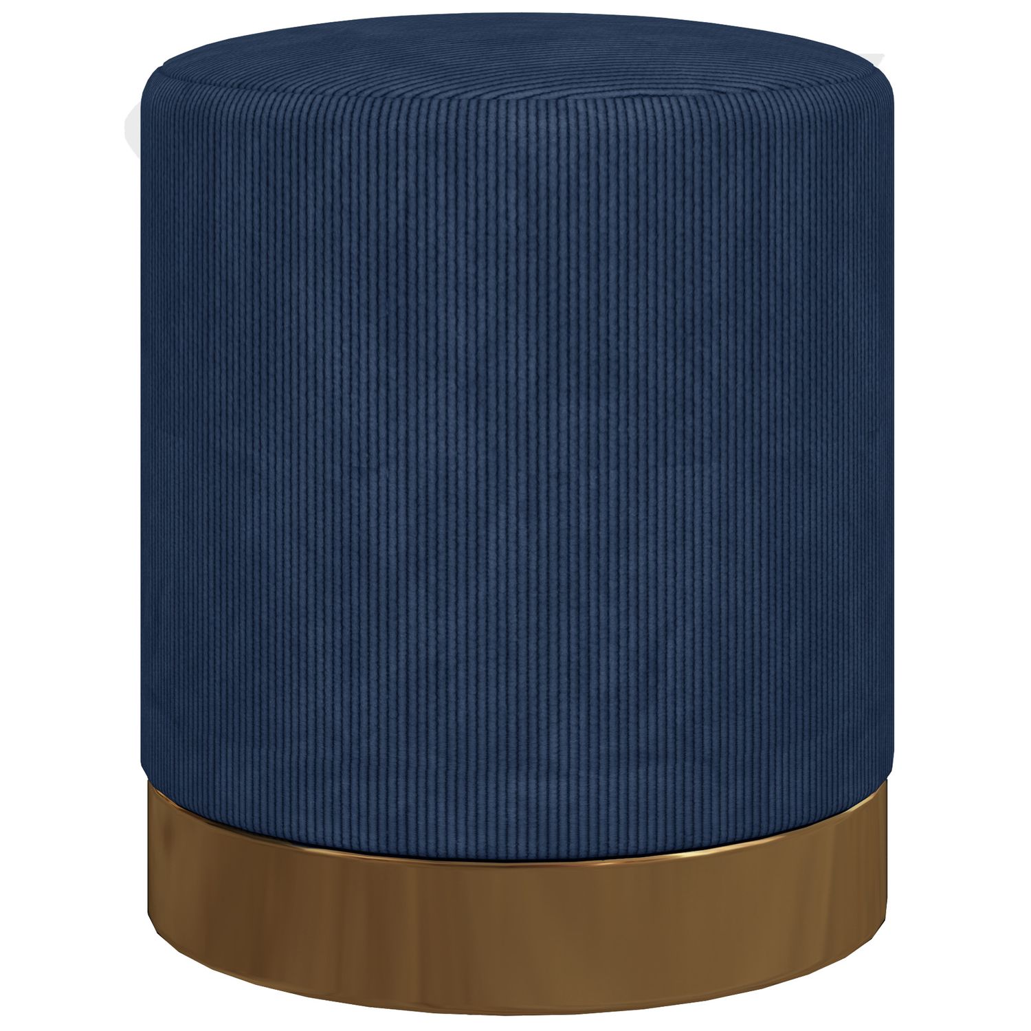 HOMCOM Modern Round Footstool Fabric Upholstered Foot Rest Dark Blue - 838-459V7