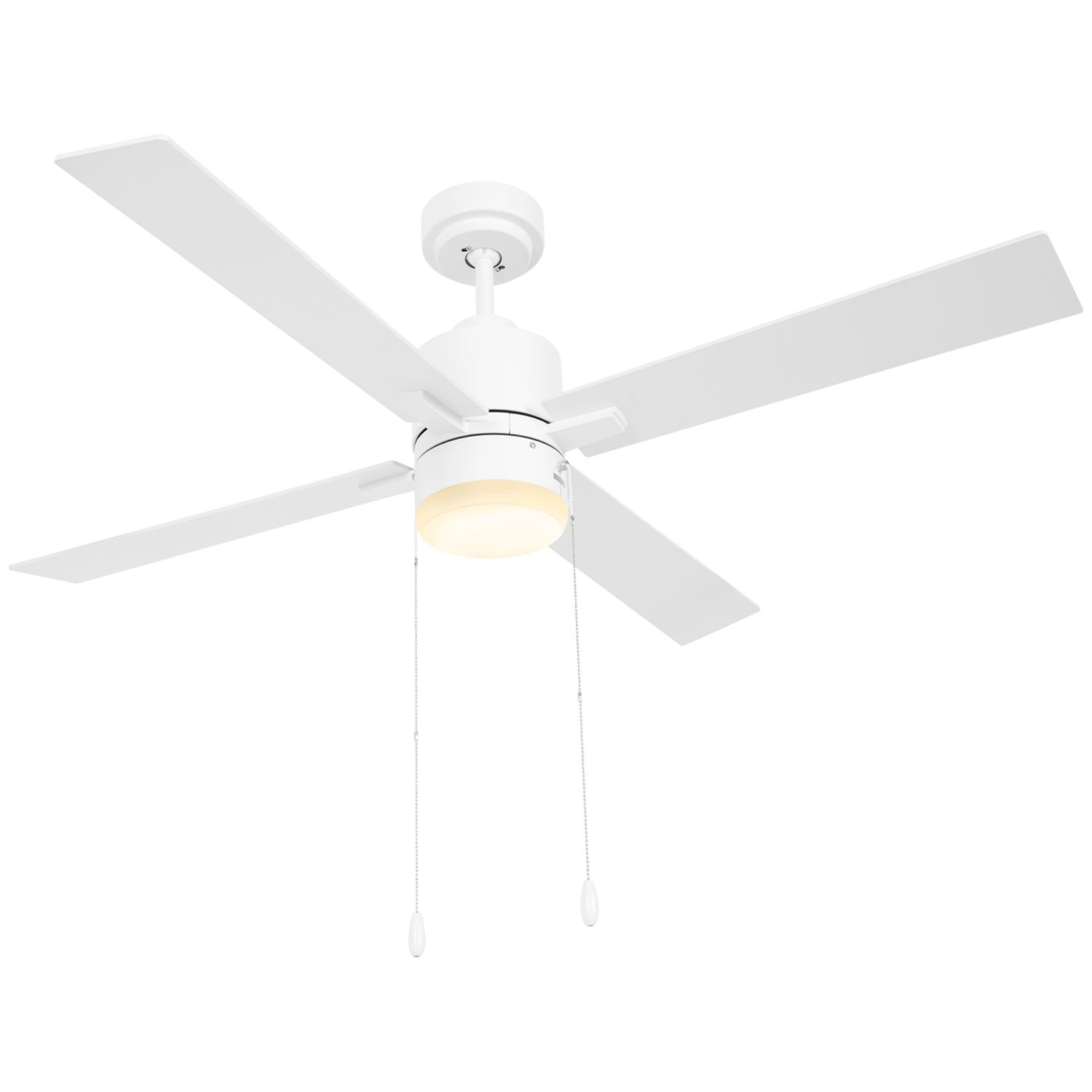 HOMCOM Mounting Reversible Ceiling Fan with Light Pull-chain White & Natural - B