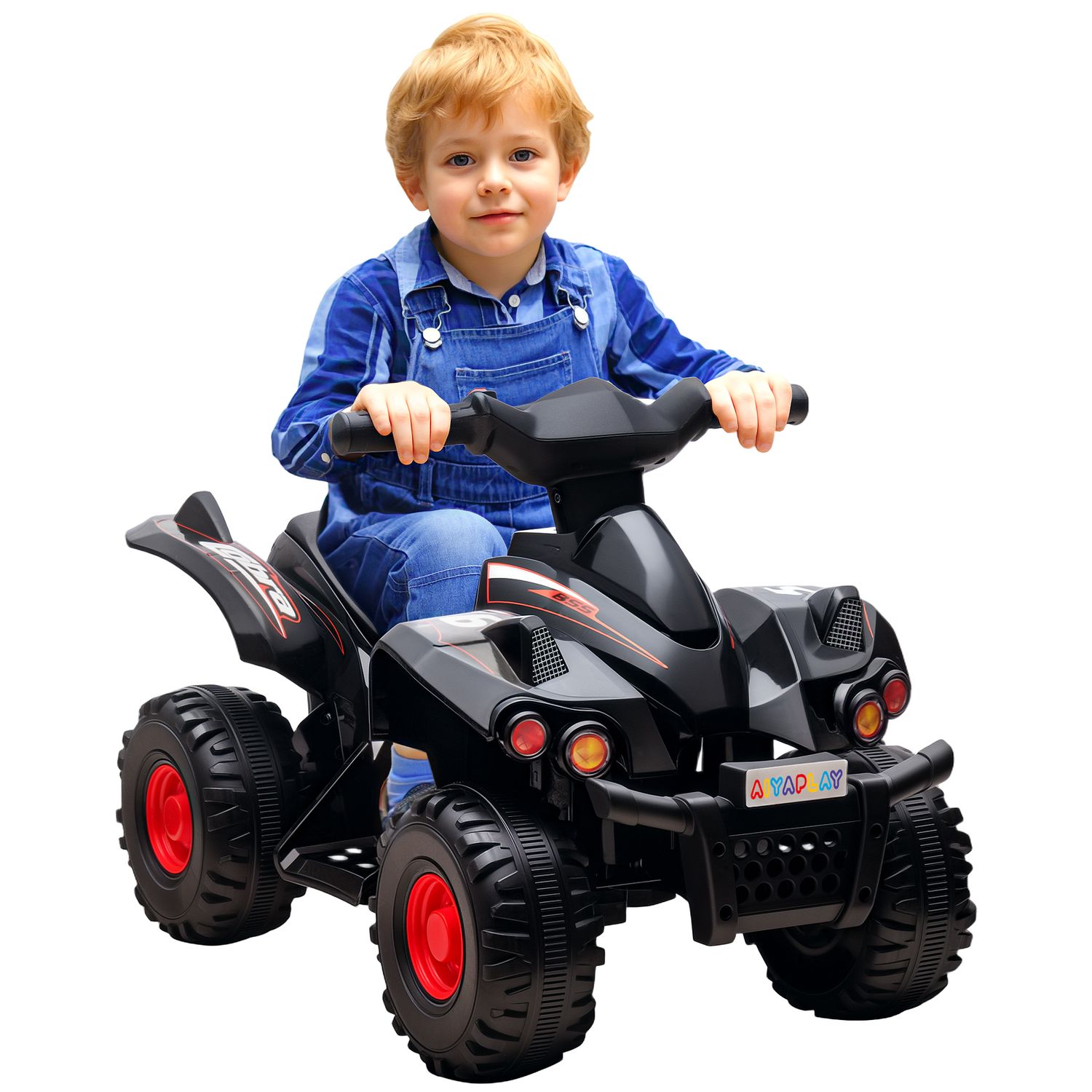 AIYAPLAY 6V Kids Electric Quad Bike with Music Forward Function Black - 370-379V