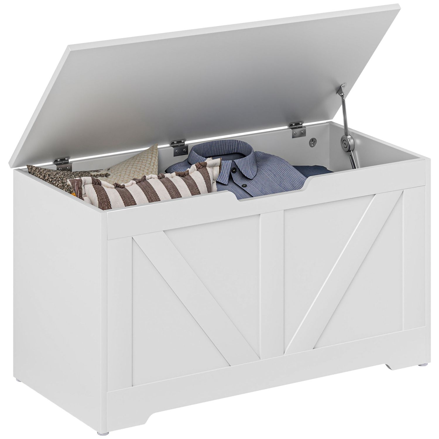 HOMCOM Storage Trunk for Living Room with Safety Hinges 80cm White - 838-480V80W