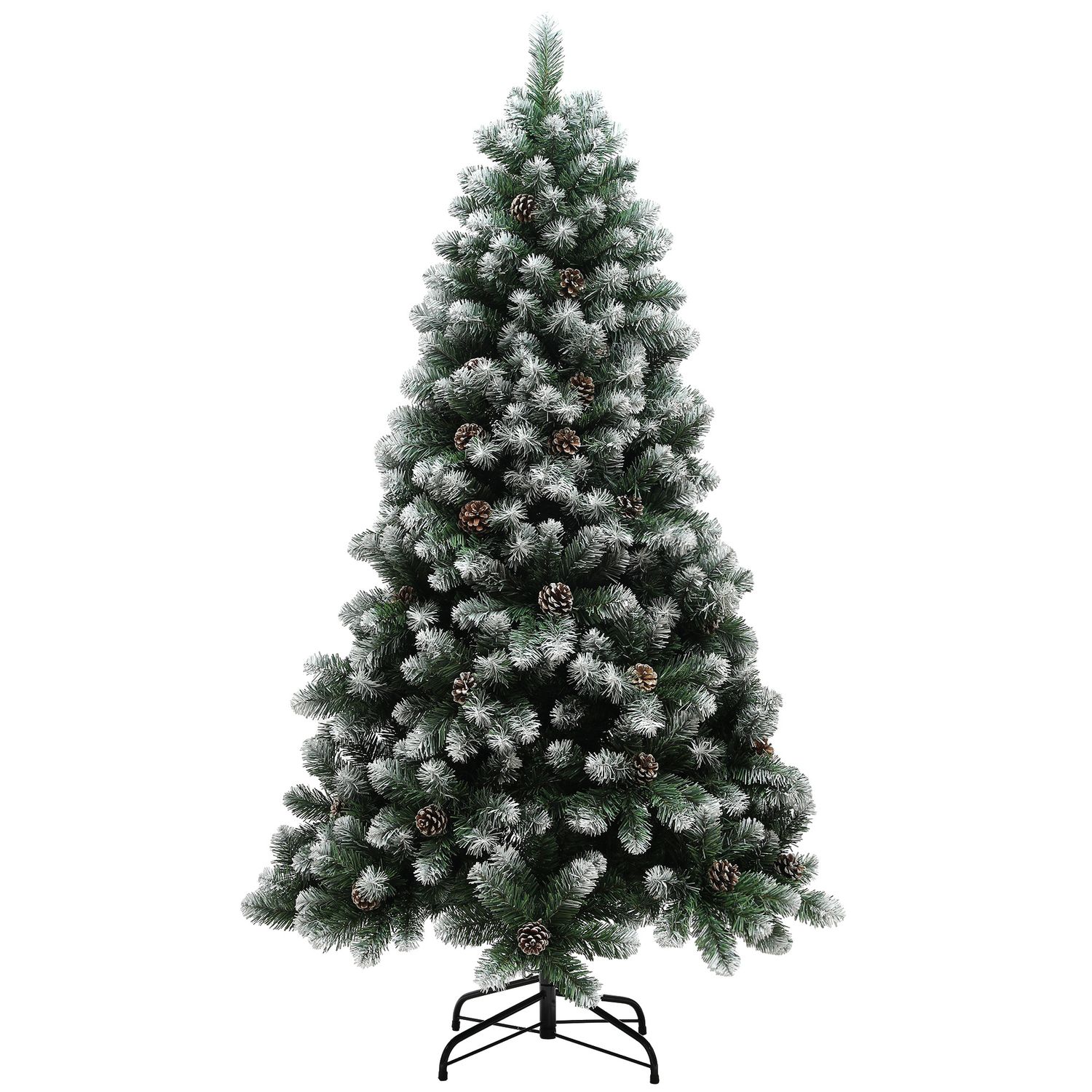 HOMCOM 6ft Artificial Pine Christmas Tree with Pinecones Steel Base - 830-845V01