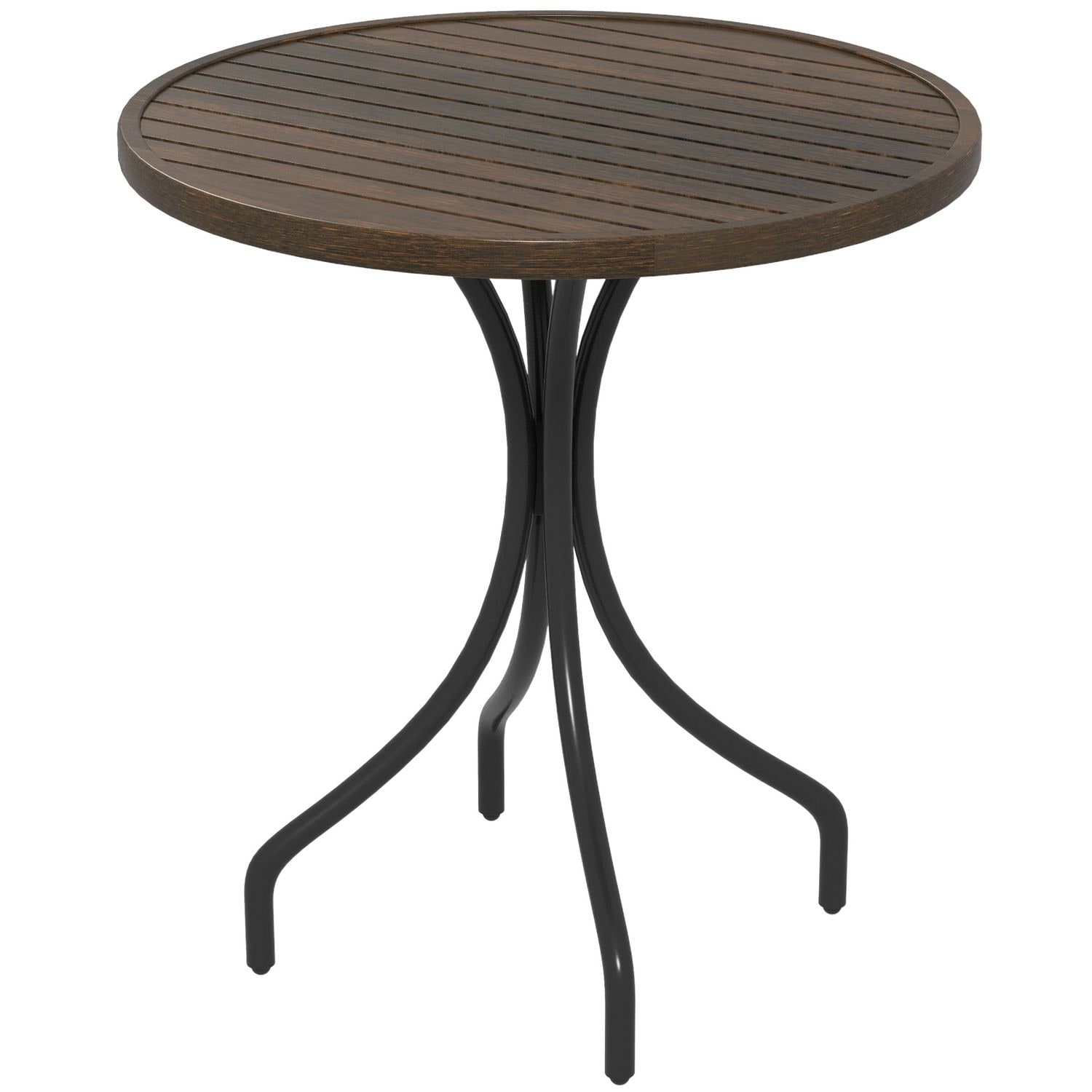 Outsunny Round Garden Table Outdoor Side Table with Steel Frame Brown - 84G-302V