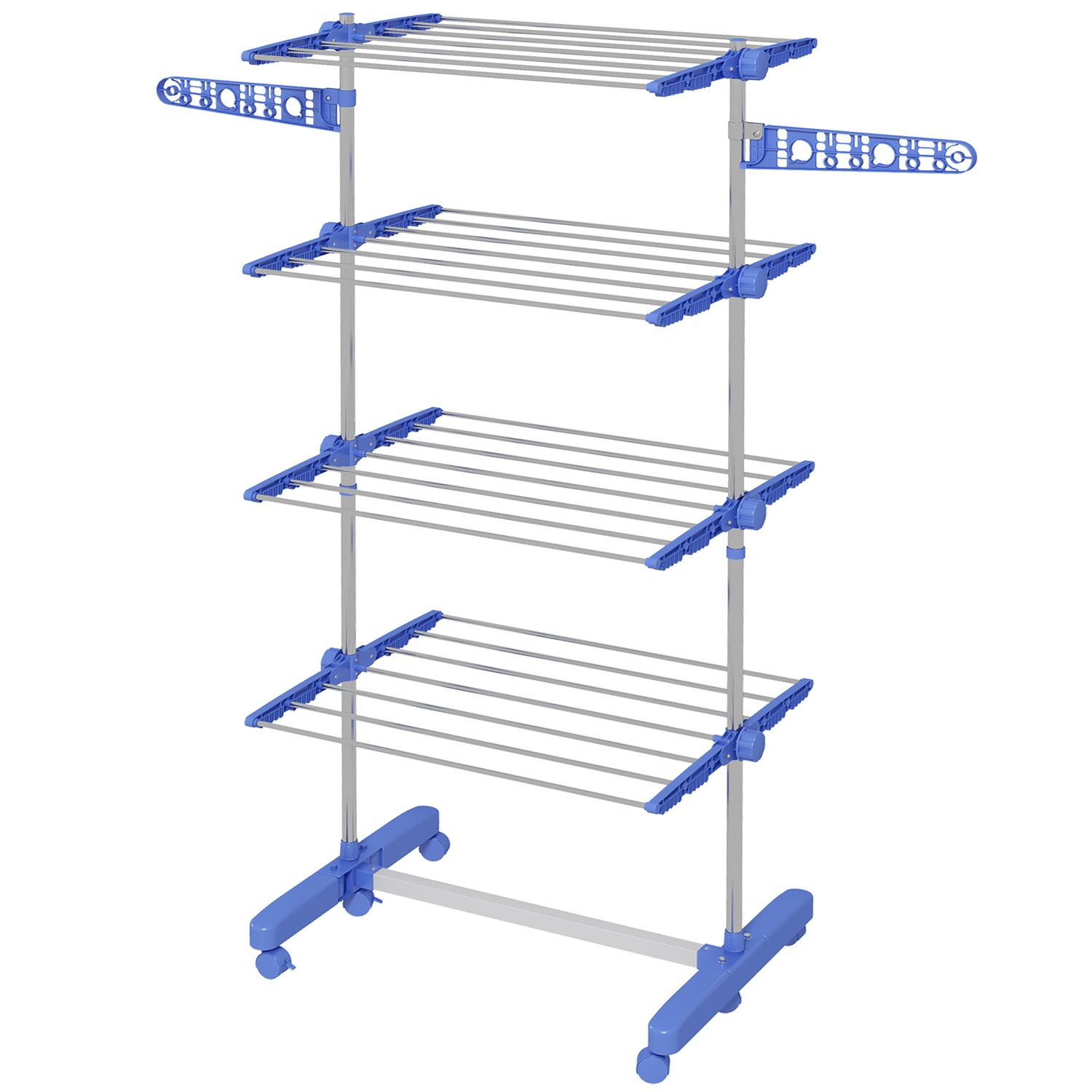 HOMCOM 4-Tier Large Clothes Airer Stainless Steel Clothes Drying Rack Blue - 850