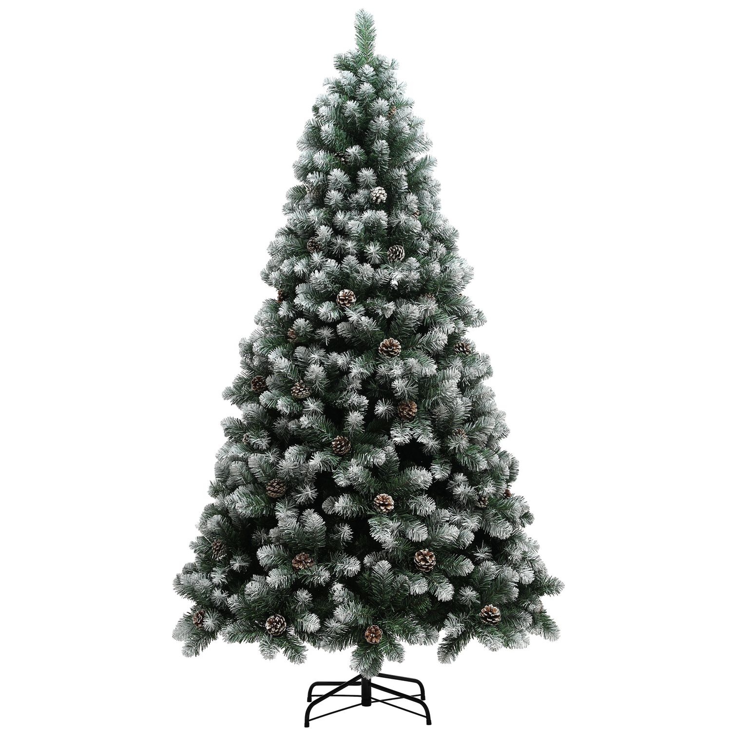 HOMCOM 7ft Artificial Pine Christmas Tree with Pinecones Steel Base - 830-845V02