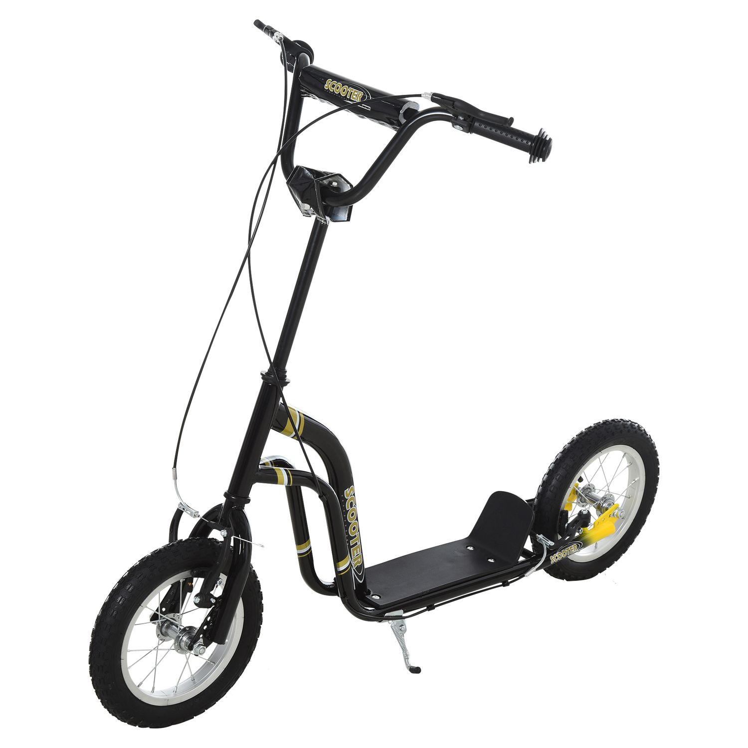 HOMCOM Kids Stunt Scooter with 12in Rubber Tyres Adjustable Handlebar Black - 37