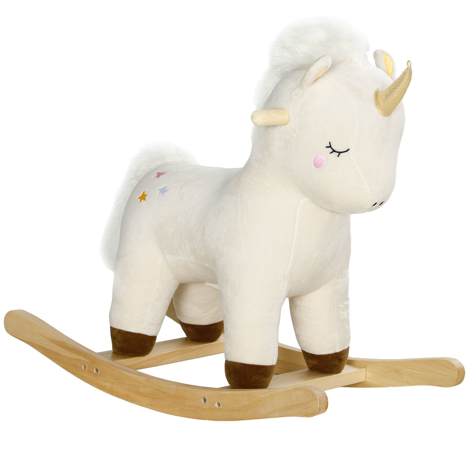 AIYAPLAY Rocking Horse with Unicorn Design Sounds for Ages 2-4 Years White - 330