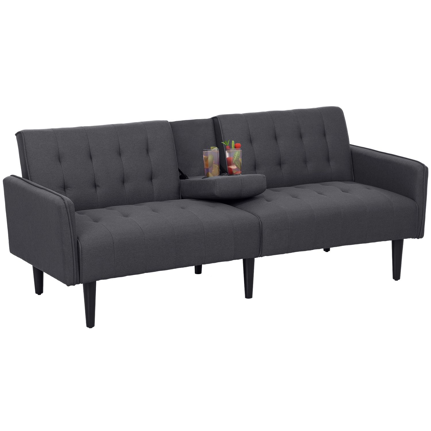 HOMCOM Upholstered Sofa Bed 3 Seater Home Theater with Storage Grey - 839-077V71
