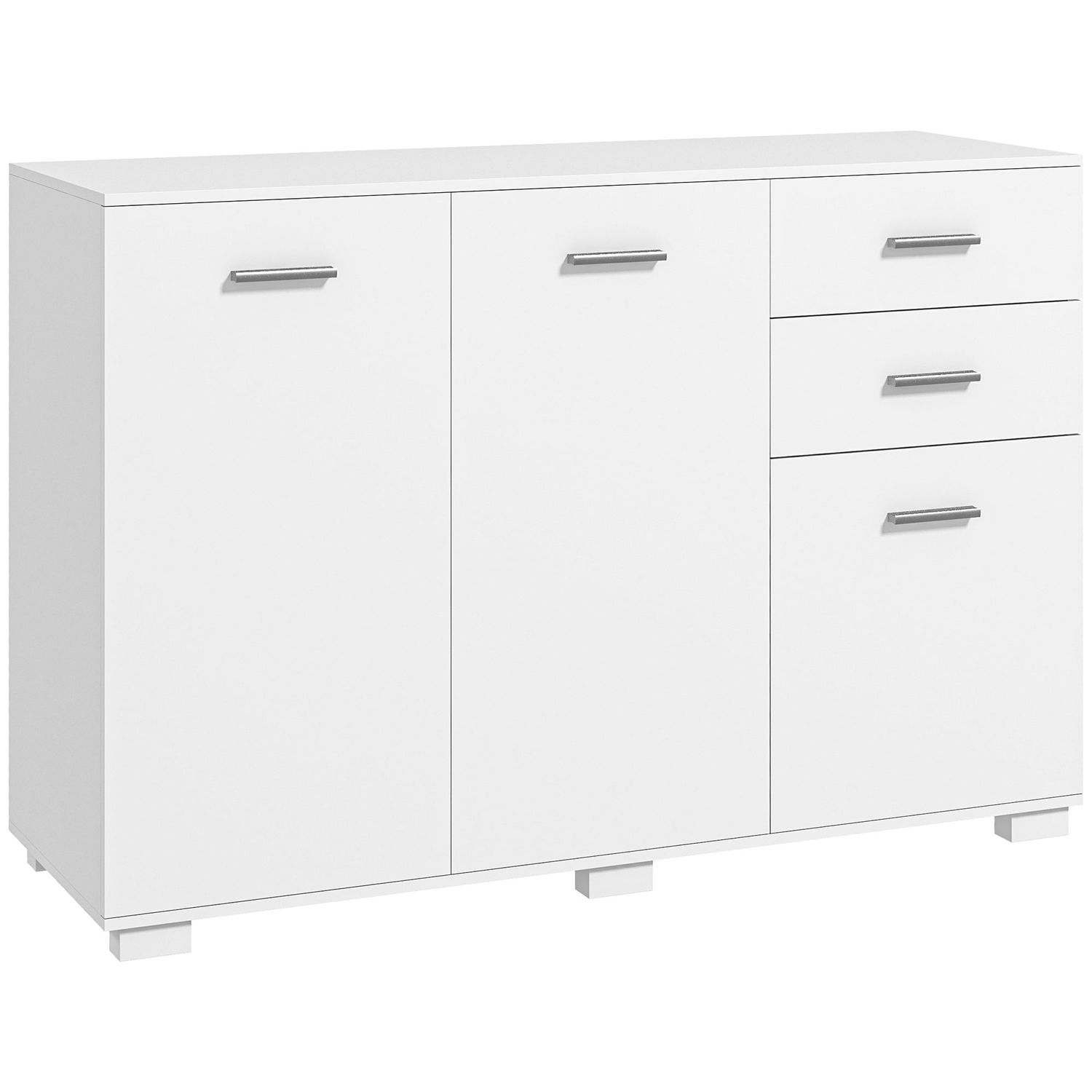 HOMCOM Modern Sideboard Kitchen Storage Cabinet with 2 Drawers White - 833-717V0