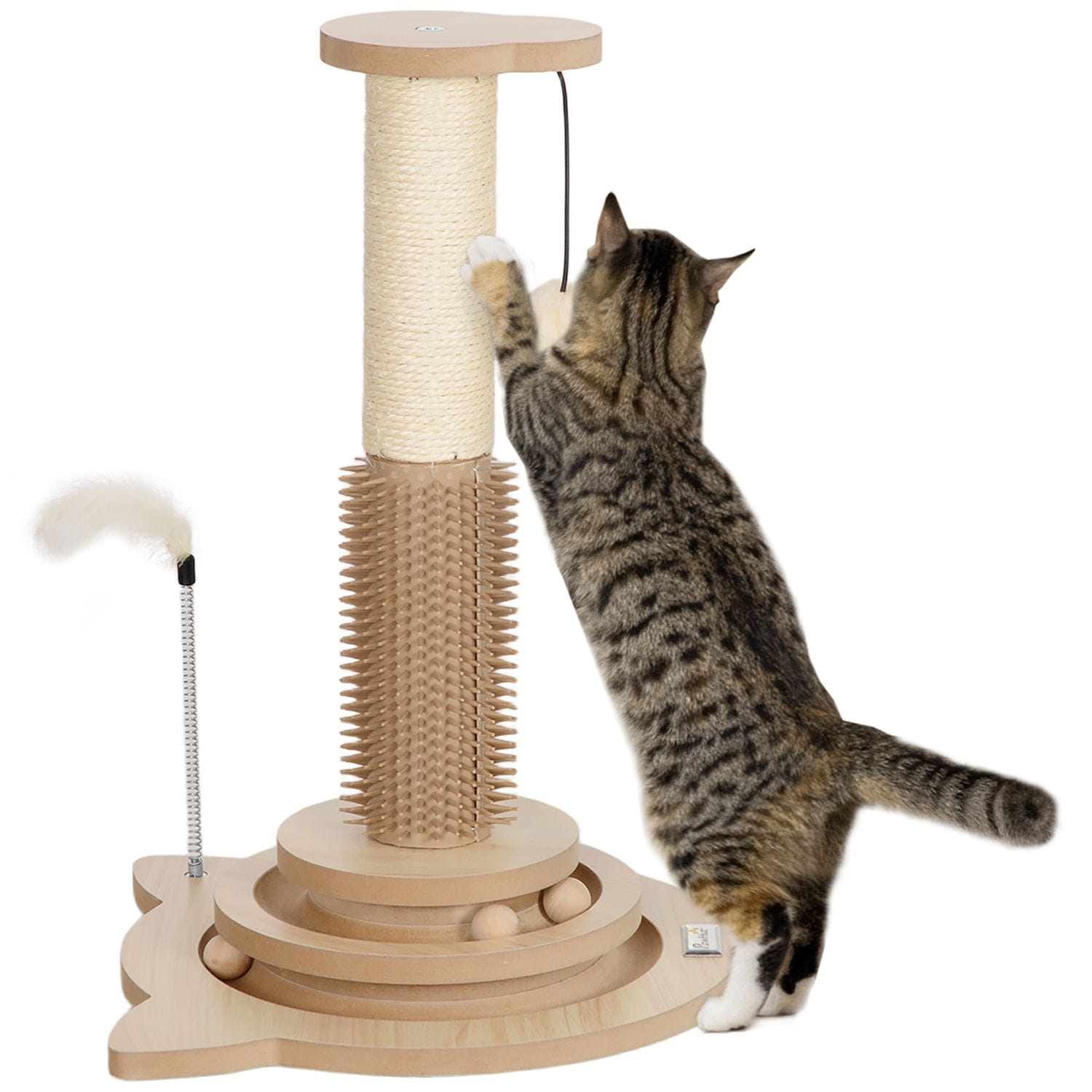 PawHut 49cm Cat Scratching Post with Interactive Track Ball for Indoors - D30-83