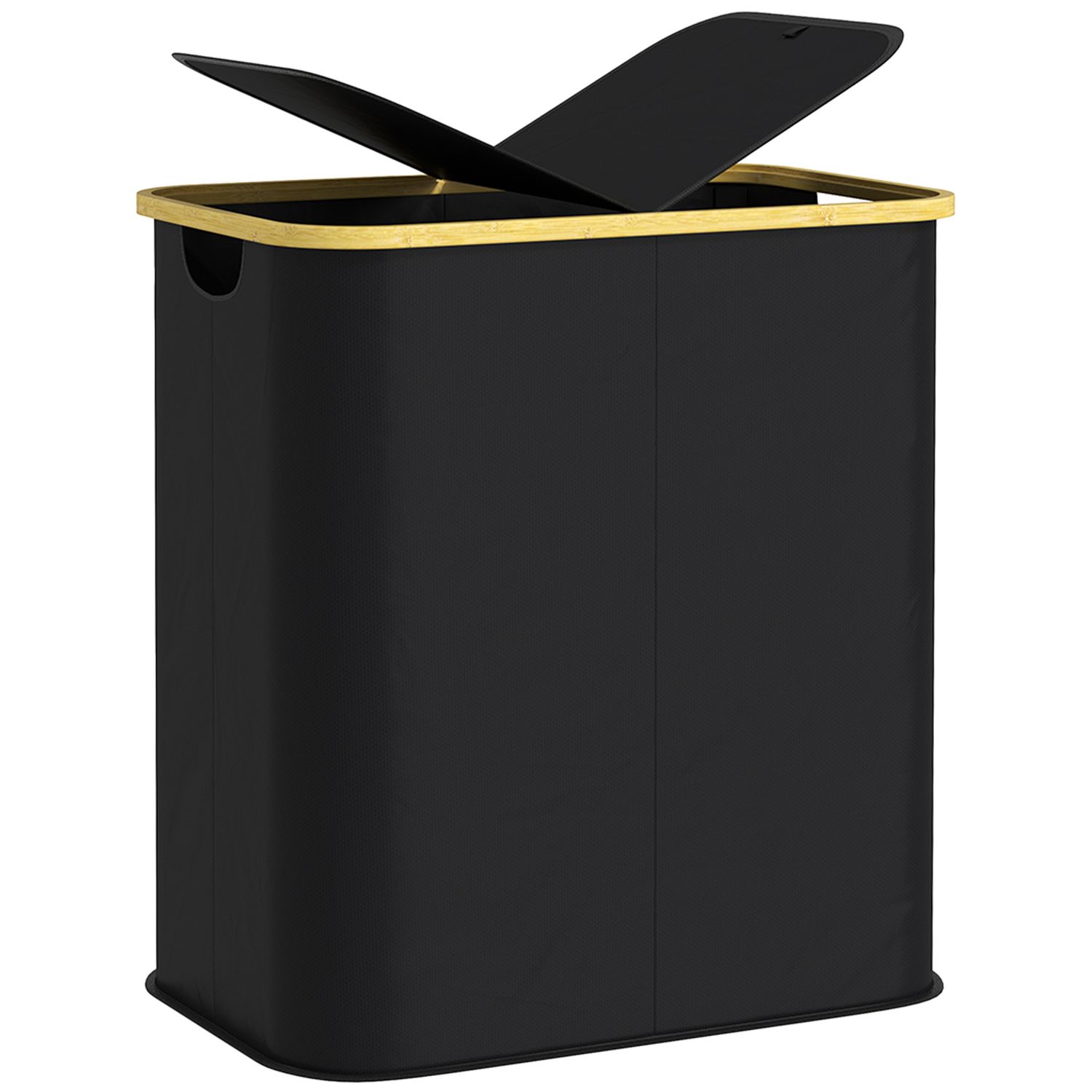 HOMCOM 80L Collapsible Laundry Hamper Washing Basket for Bathroom Black - 850-32