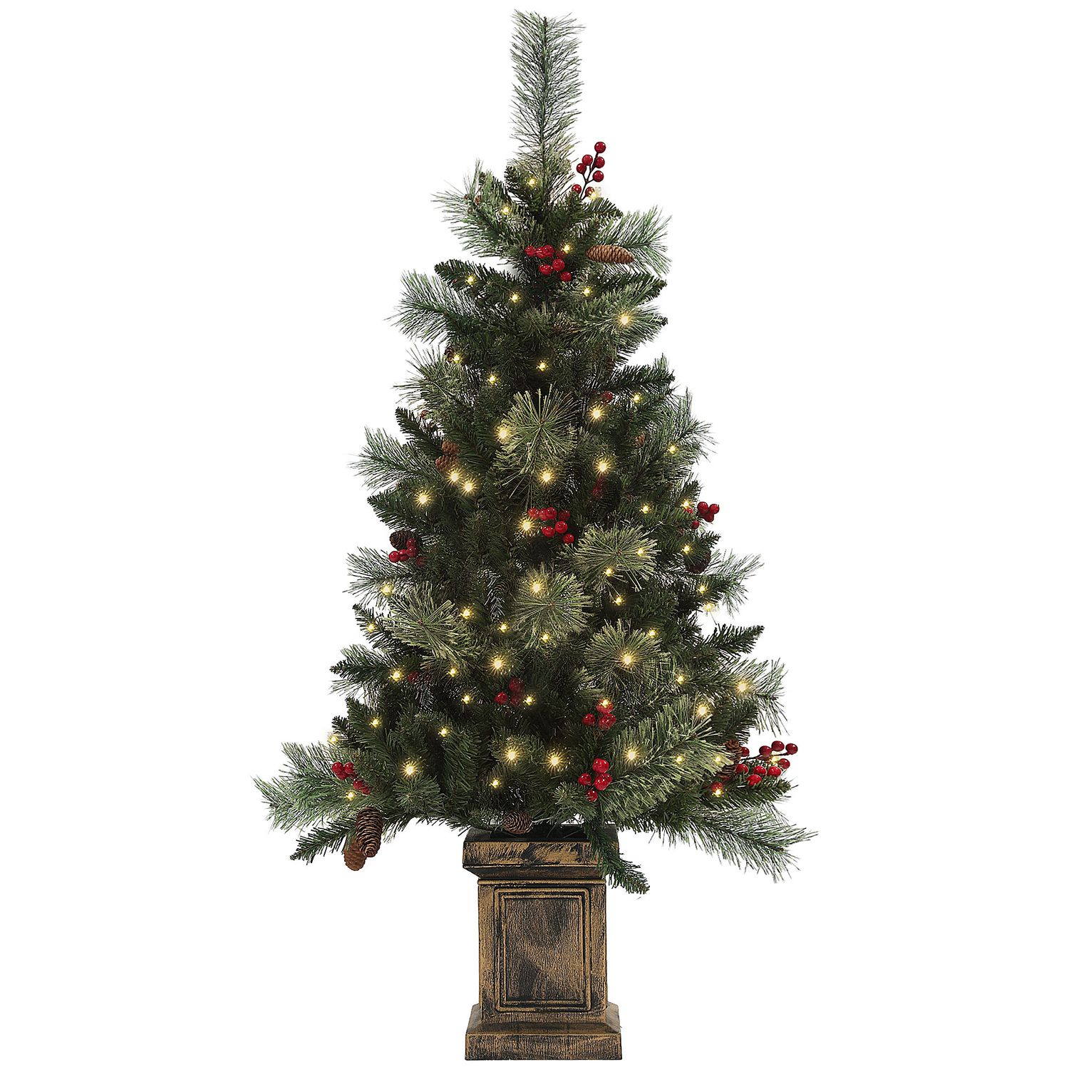 HOMCOM 1.2m Prelit Christmas Tree with 100 Warm White LED Lights and 8 Modes - 8