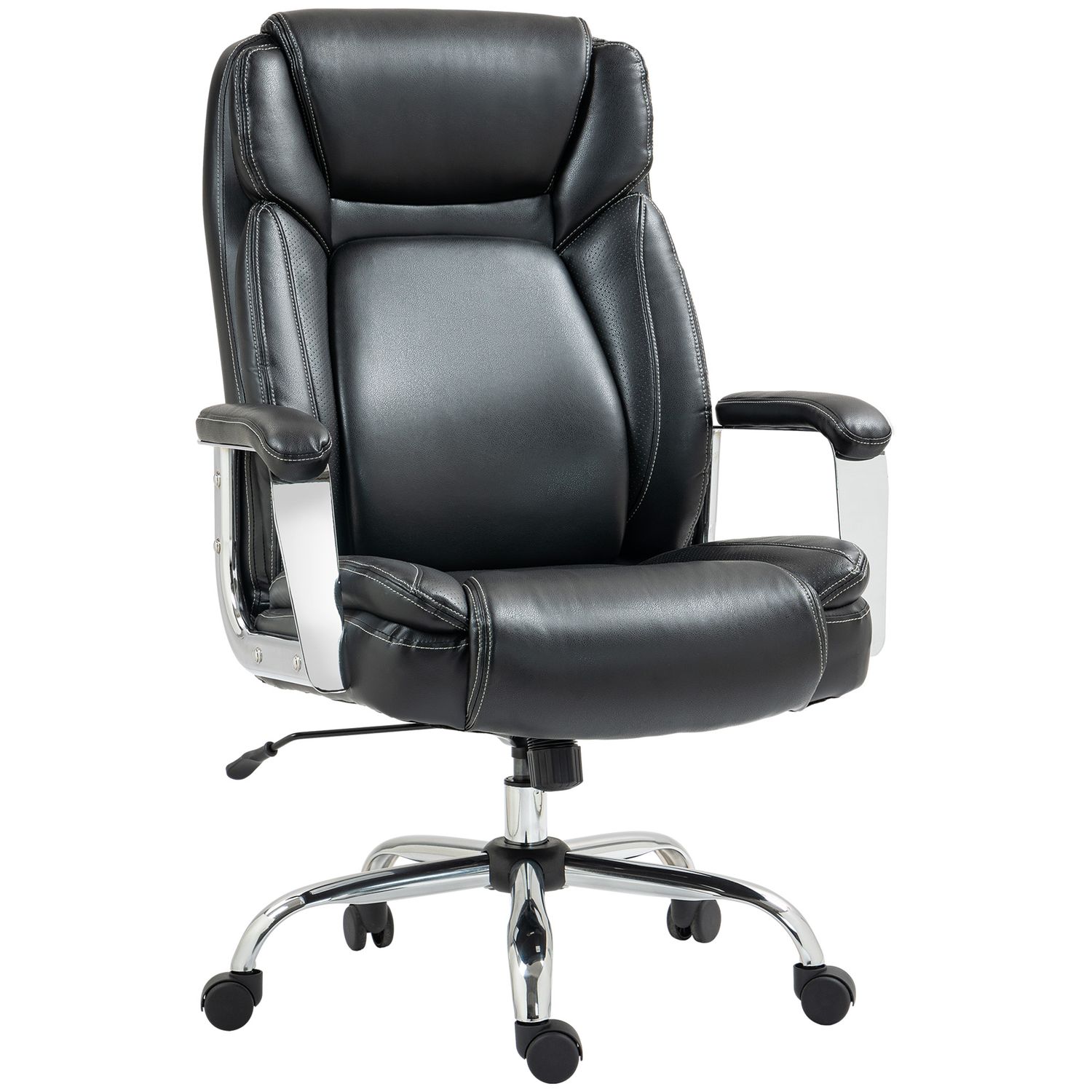 HOMCOM Faux Leather Desk Chair with Adjustable Height 227kg 500LBS Black - 921-7
