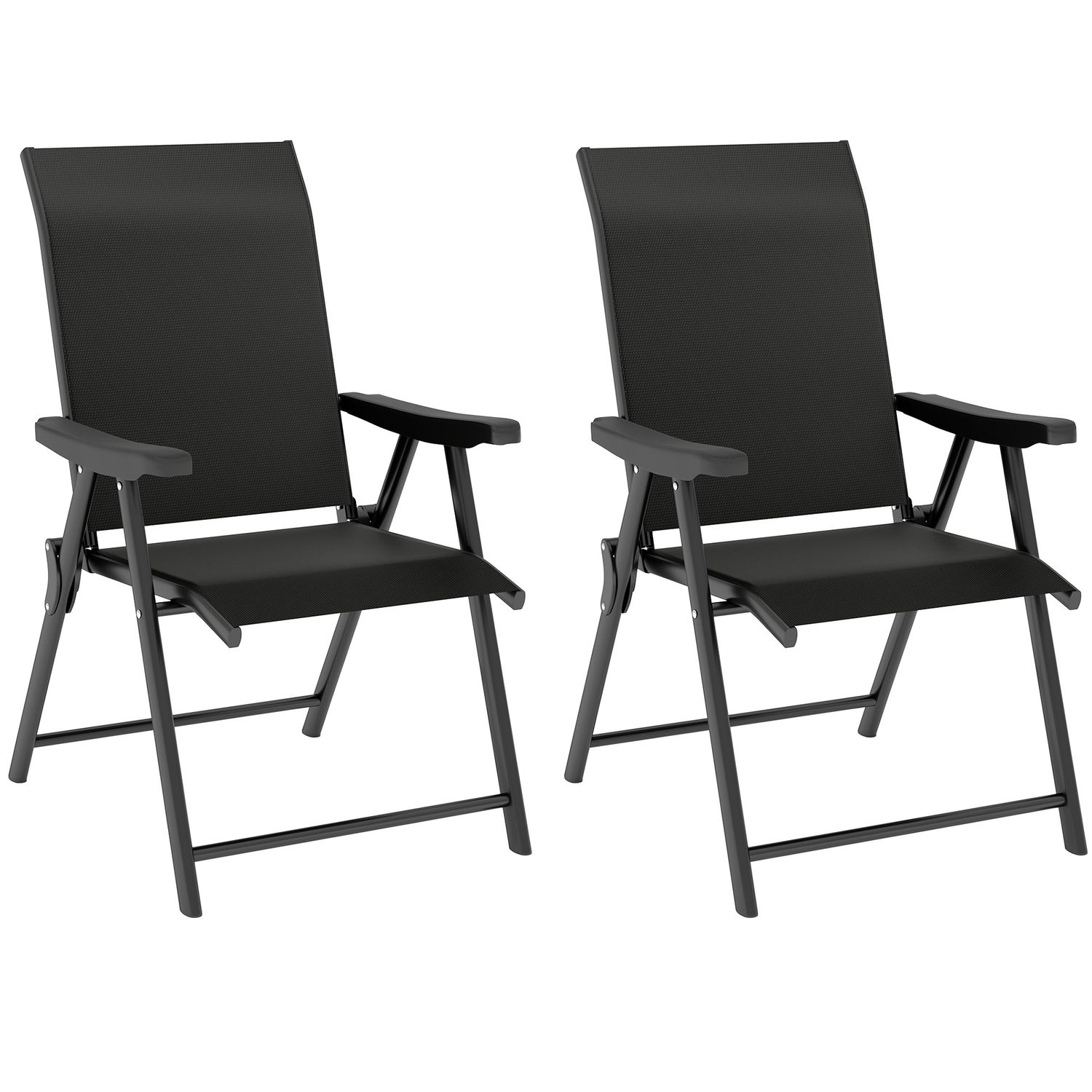 Outsunny 2 Piece Folding Chair with Breathable Mesh Fabric Seat Black - 84G-556V