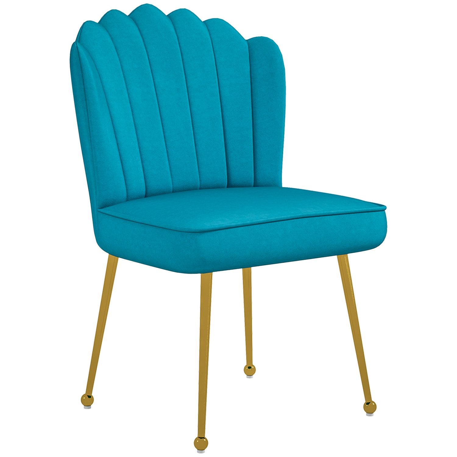 HOMCOM Velvet-Feel Shell Accent Chair Home Bedroom Lounge Metal Legs Blue - 839-