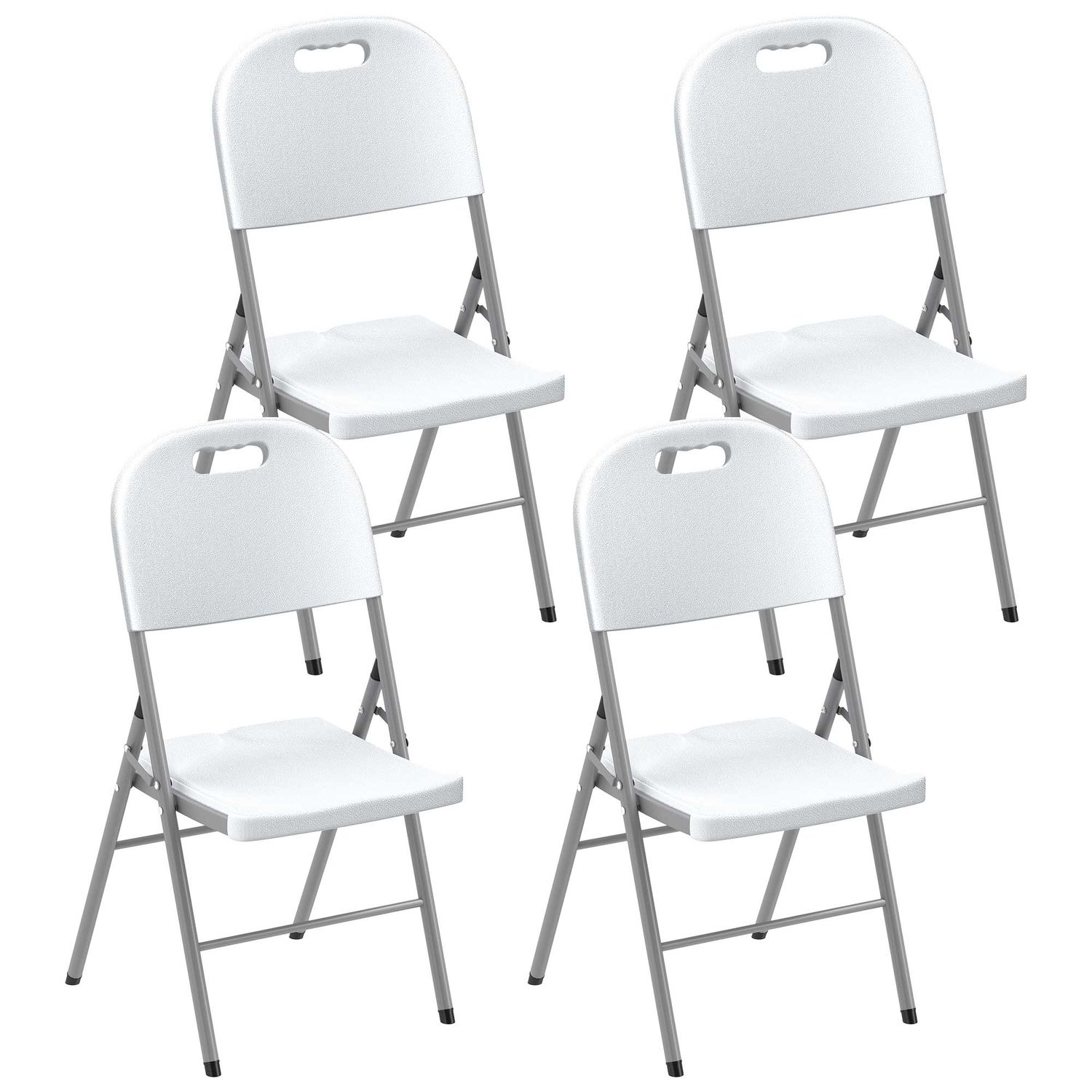 Outsunny 4 Piece Folding Chair with Steel Frame Garden Chair Set White - 84G-554