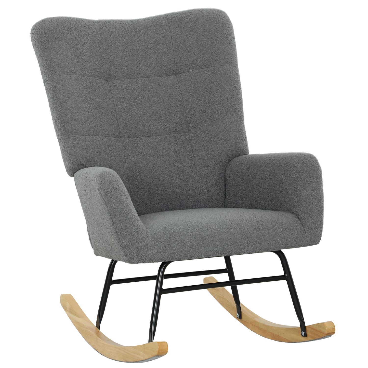 HOMCOM Rocking Chair Modern Armchair with Backrest for Bedroom Grey - 83B-229V70