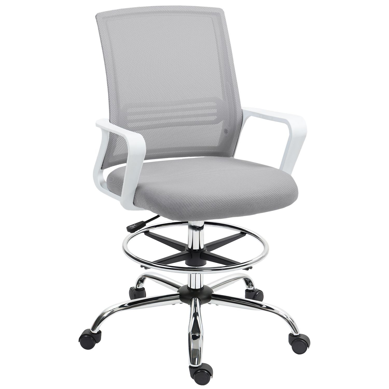 HOMCOM Draughtsman Chair Mesh Ergonomic Drafting Chair Grey - 921-825V70GY