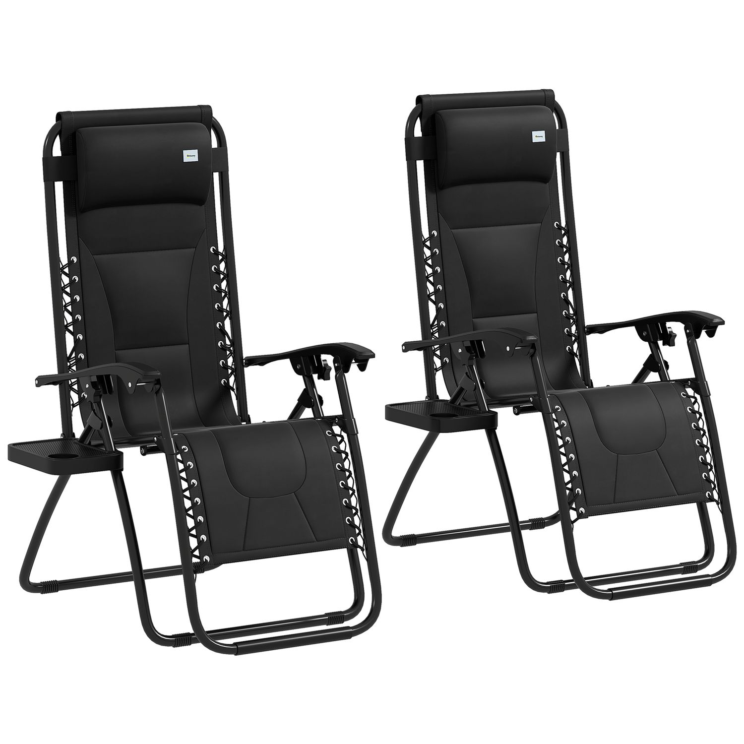Outsunny 2 Piece Zero Gravity Lounger Folding Recliner Chair with Cup Holder - 8