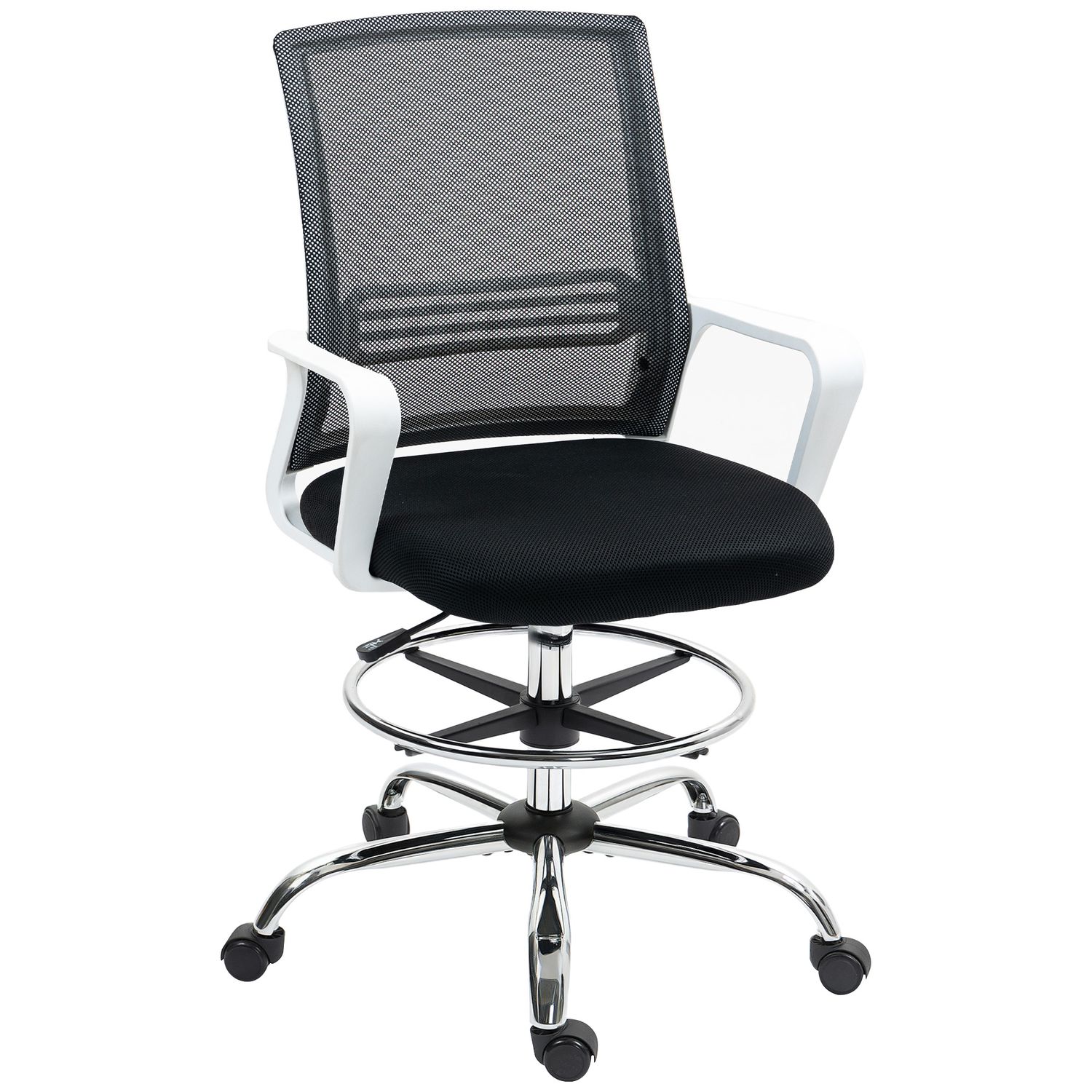HOMCOM Draughtsman Chair Mesh Ergonomic Drafting Chair Black - 921-825V70BK