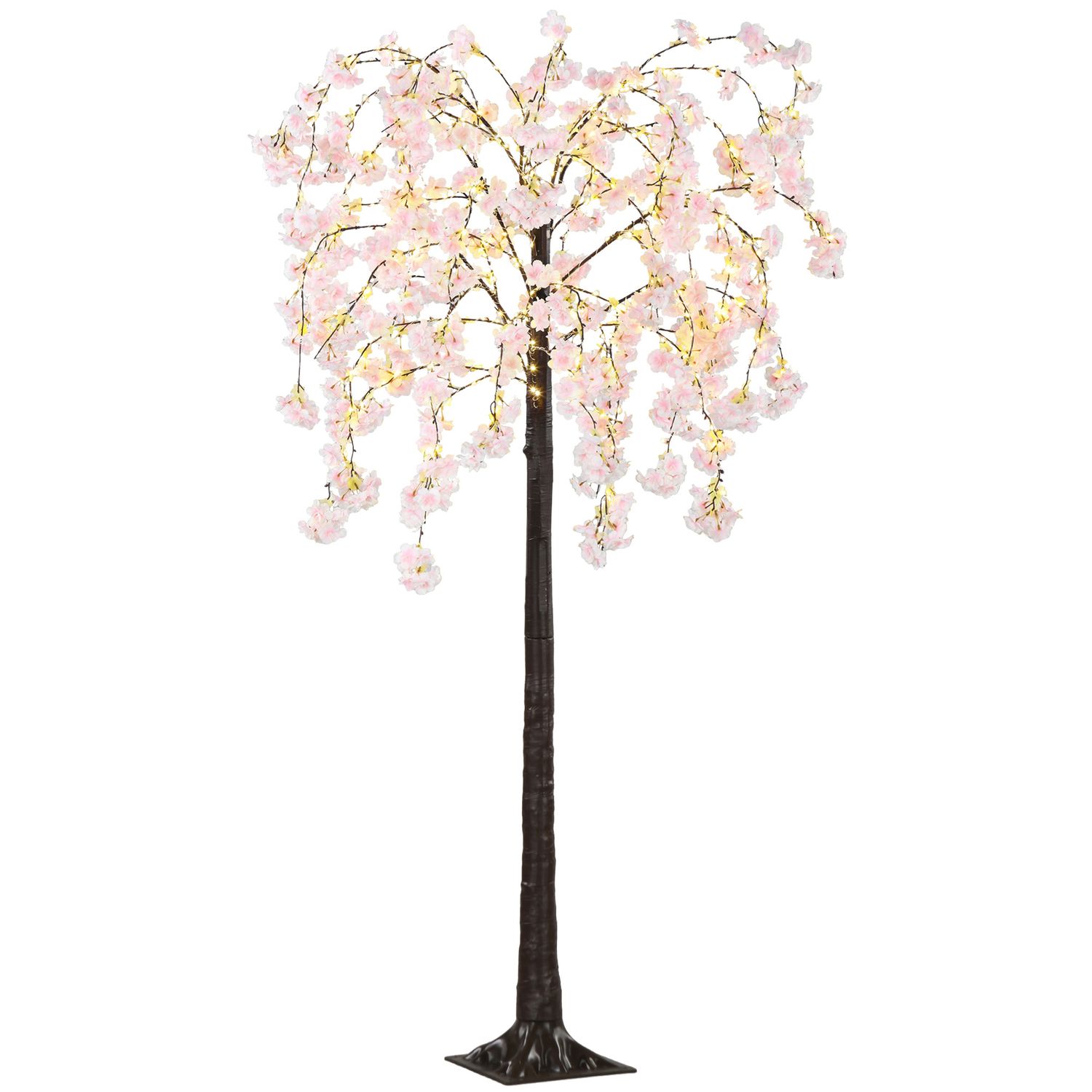 HOMCOM 180cm Cherry Blossom Tree Light with 350 LED Lights Fake Sakura Tree - 83