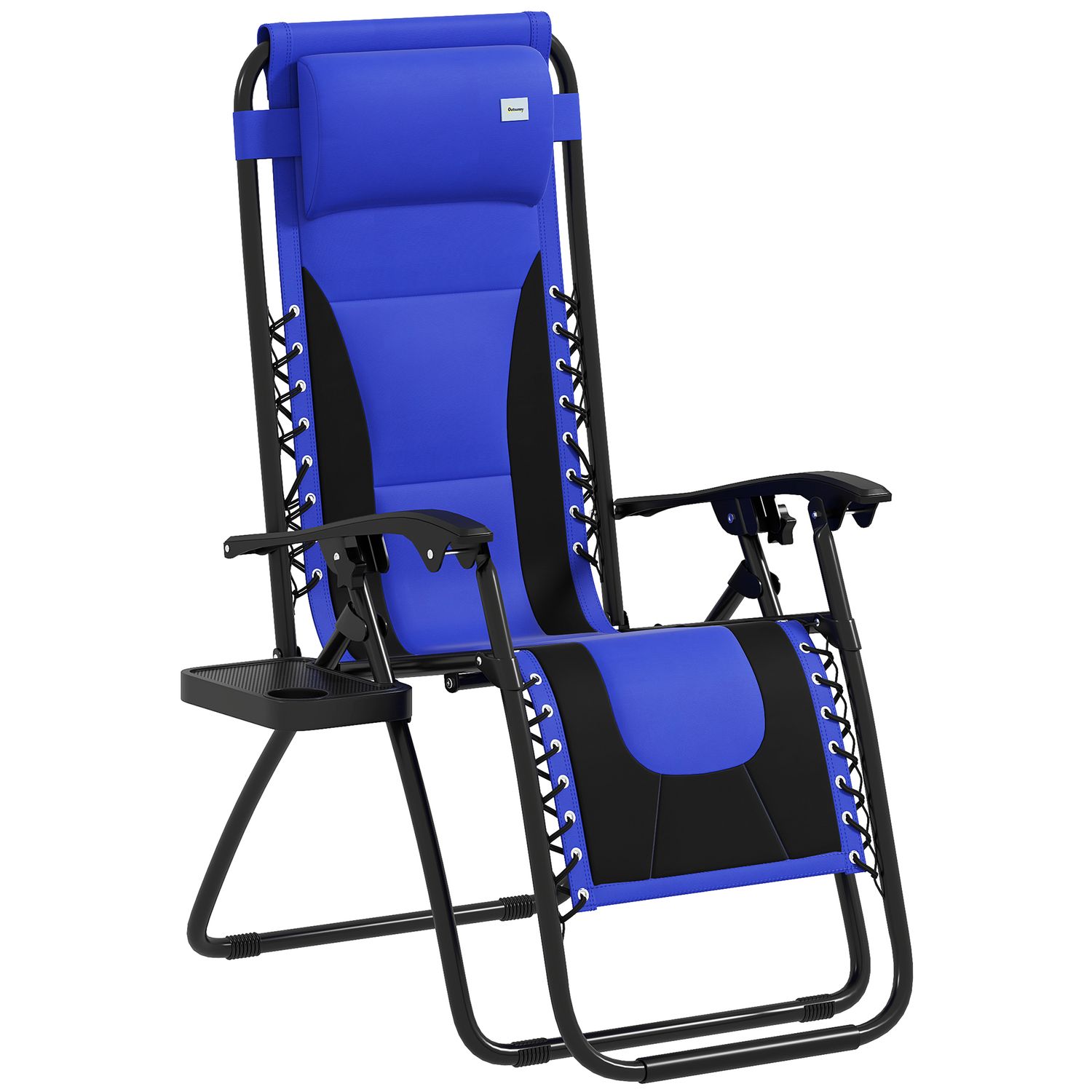 Outsunny Zero Gravity Lounger Folding Recliner Chair with Cup Holder Blue - 84B-