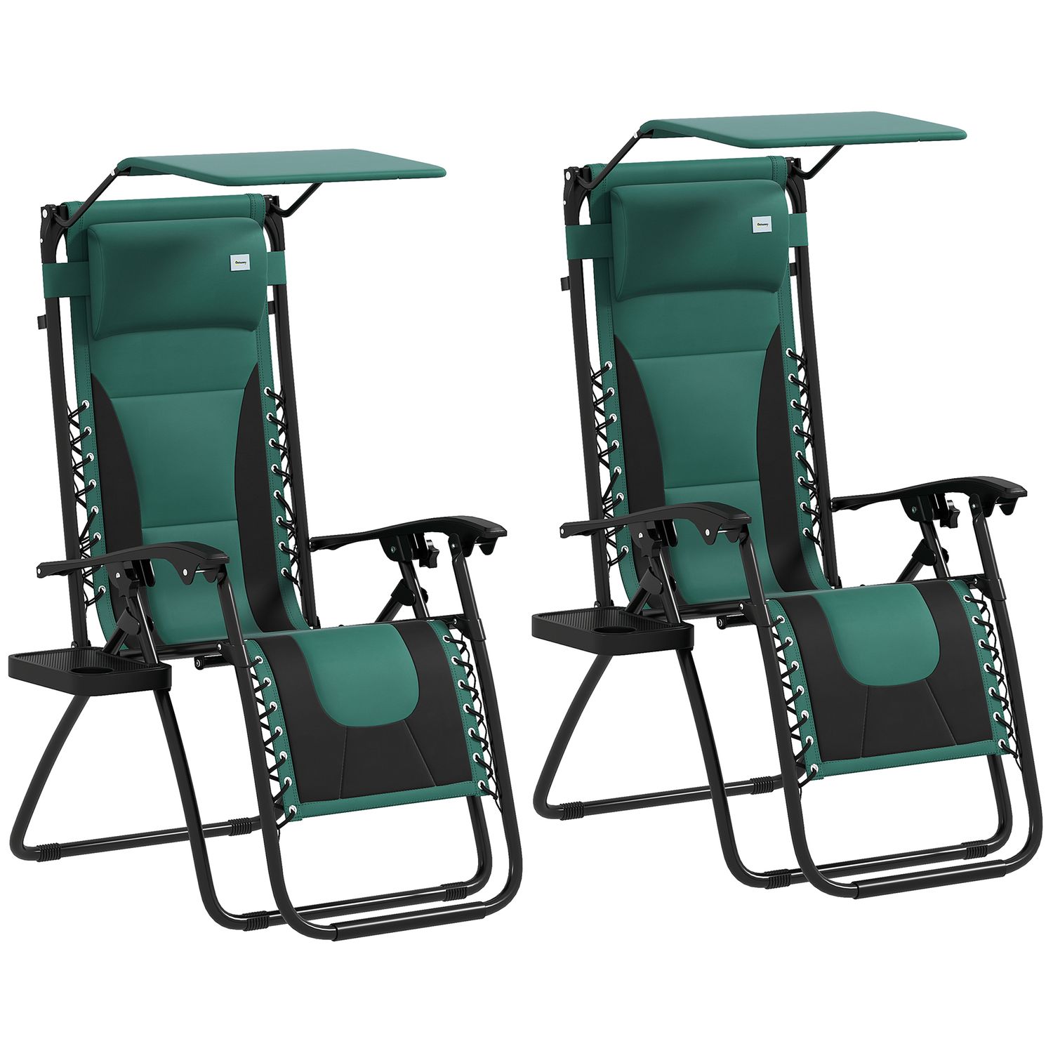 Outsunny 2 Piece Zero Gravity Lounger Chair Folding Reclining Chair Green - 84B-