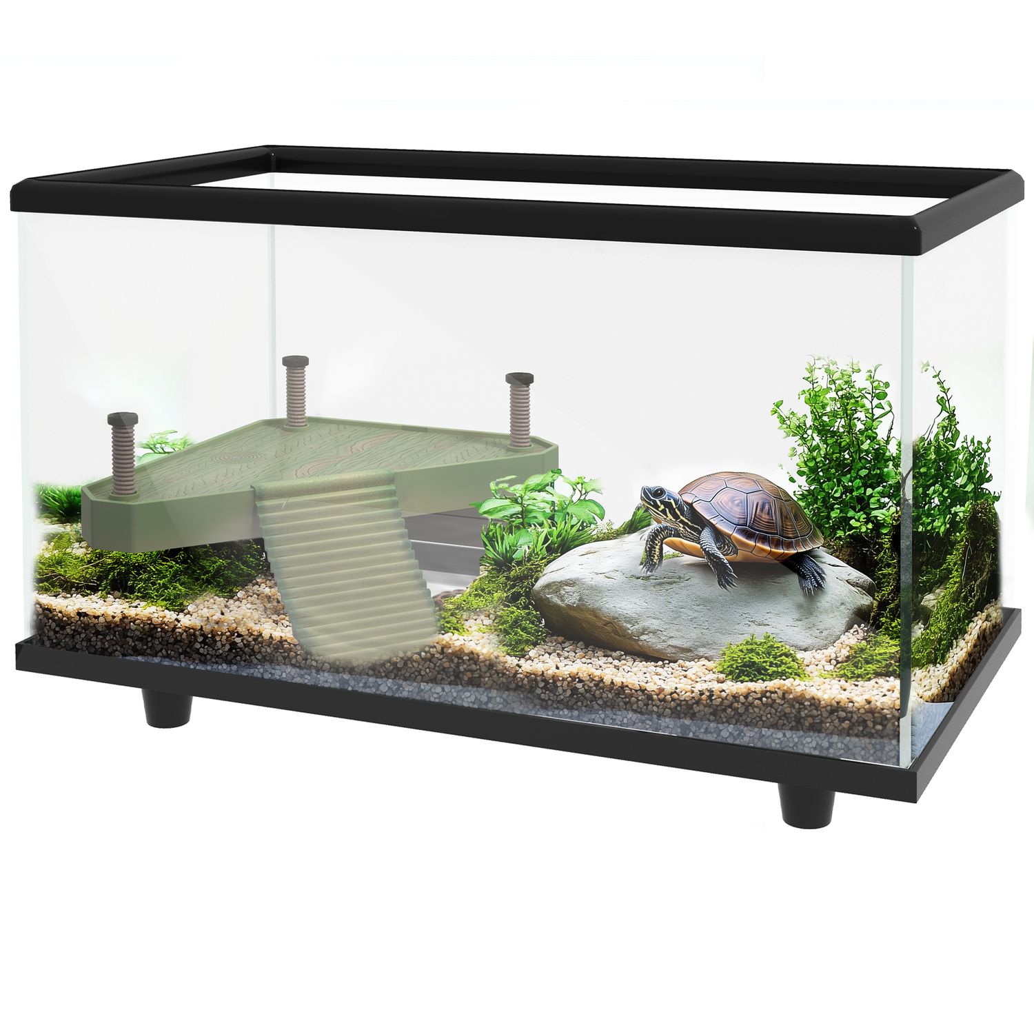 PawHut Turtle Tank 28 Litre Glass Turtle Aquarium with Easy Drainage 45 x 25 x 2