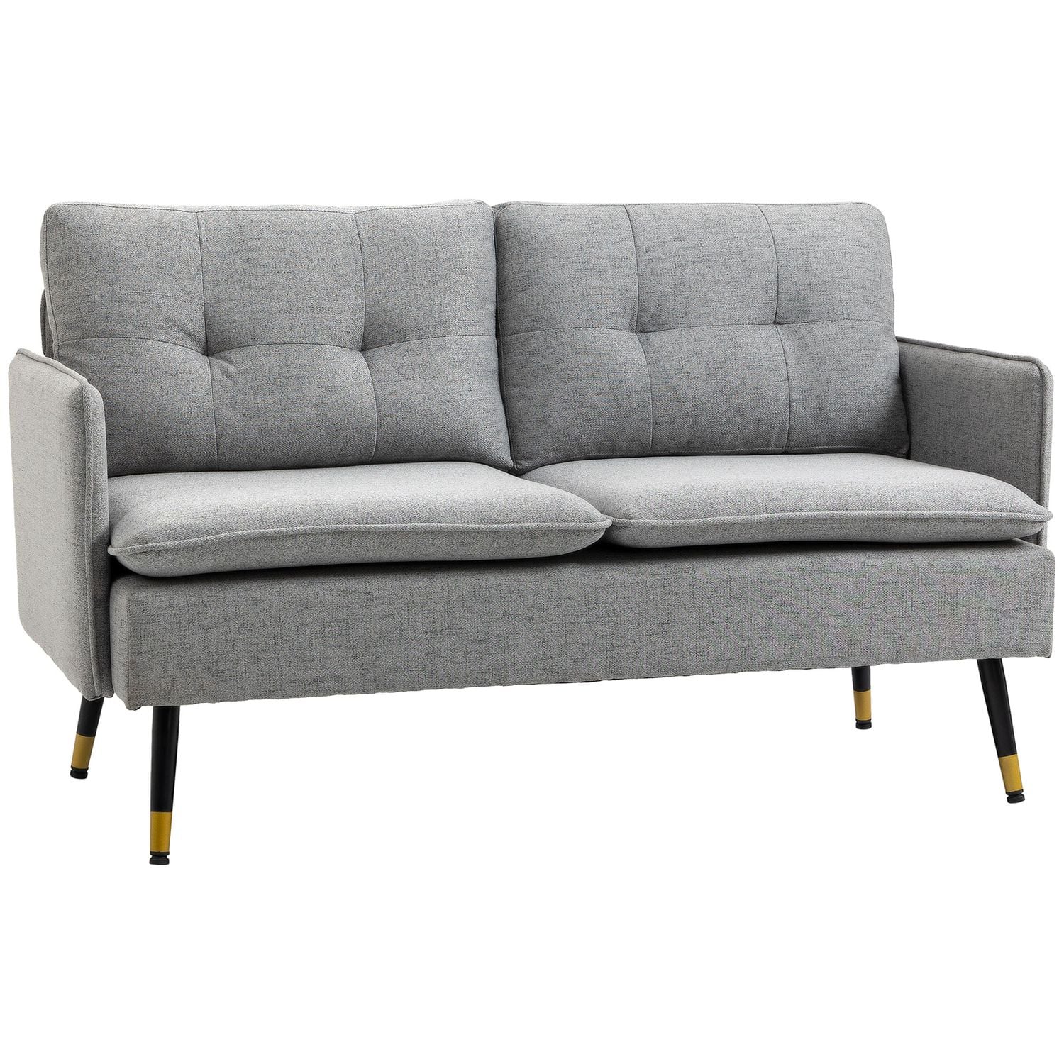 HOMCOM Modern Upholstered Two Seater Sofa for Bedroom Living Room Grey - 839-622
