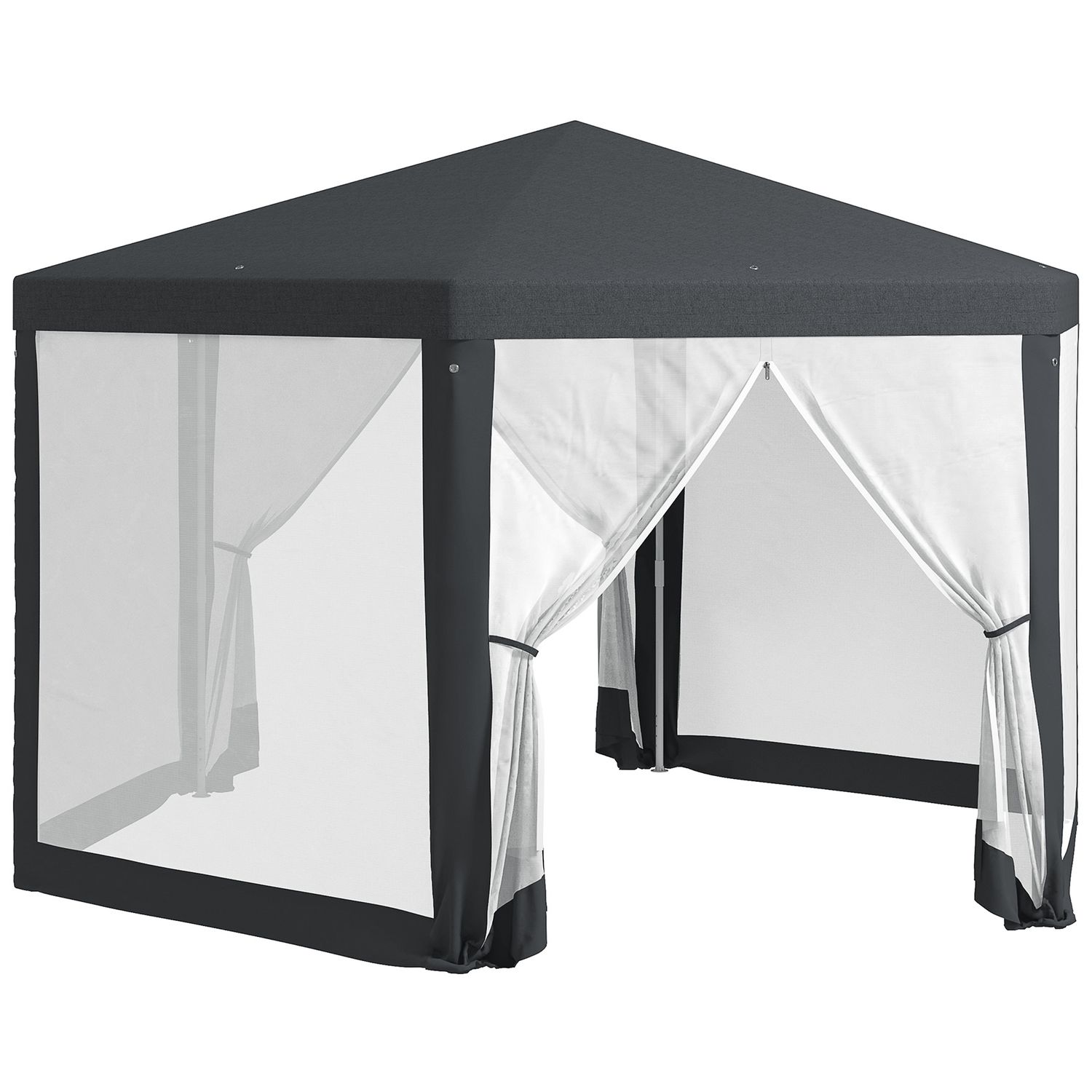 Outsunny Hexagonal Gazebo Patio Outdoor Canopy Patio Party Tent Dark Grey - 84C-